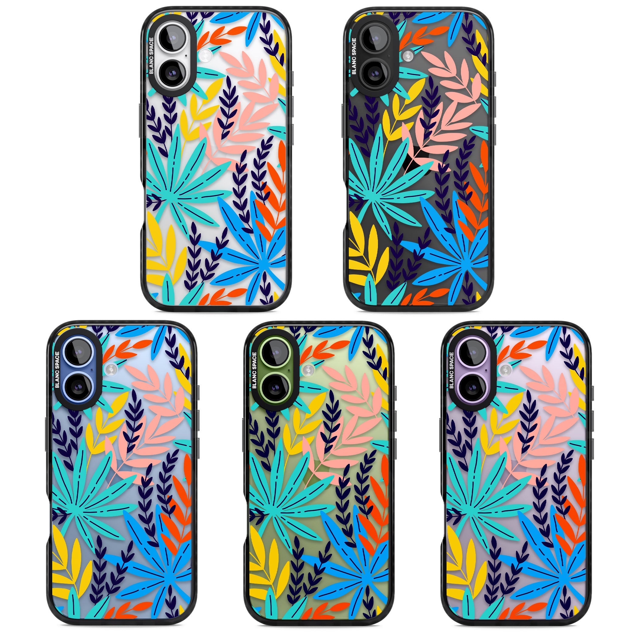 Tropical Palm Leaves iPhone 17 Impact Black Phone Case APT Impact Protection
