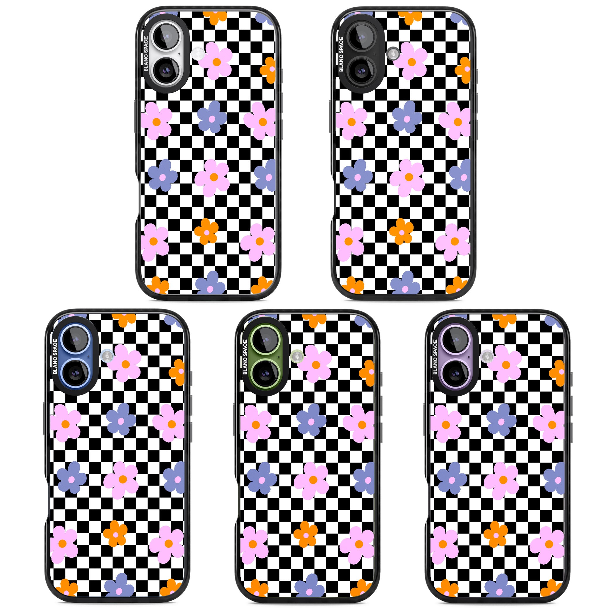 Checkered Blossom iPhone 17 Impact Black Phone Case APT Impact Protection