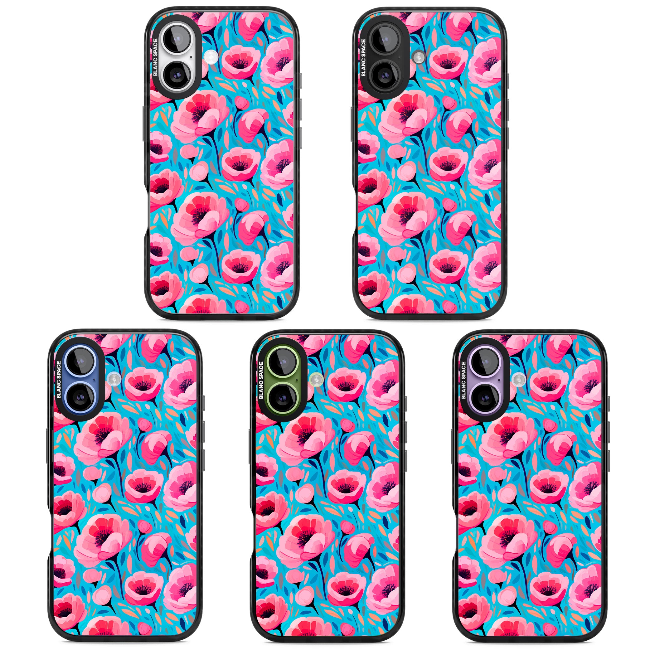 Tropical Pink Poppies iPhone 17 Impact Black Phone Case APT Impact Protection