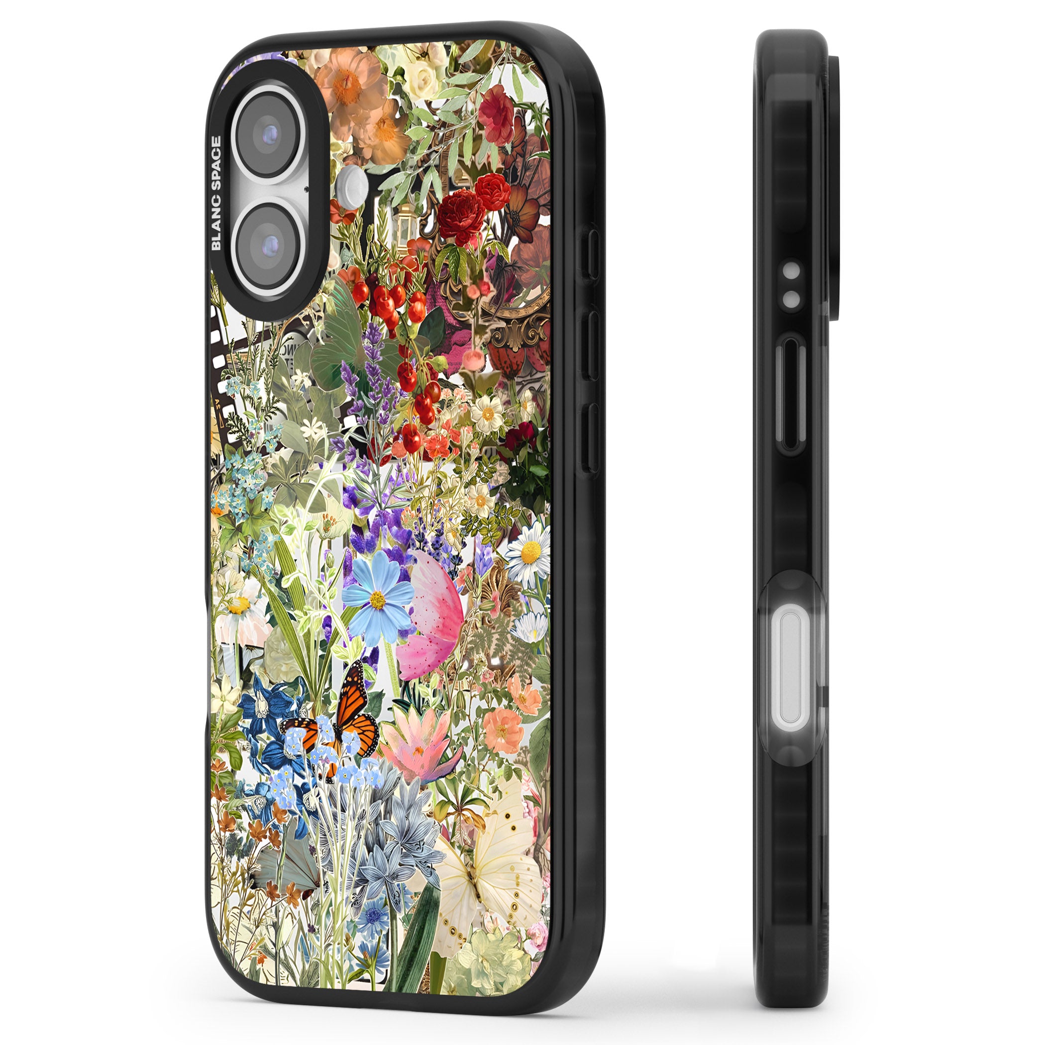 Flower Mix Collage iPhone 17 Impact Black Phone Case Side Profile