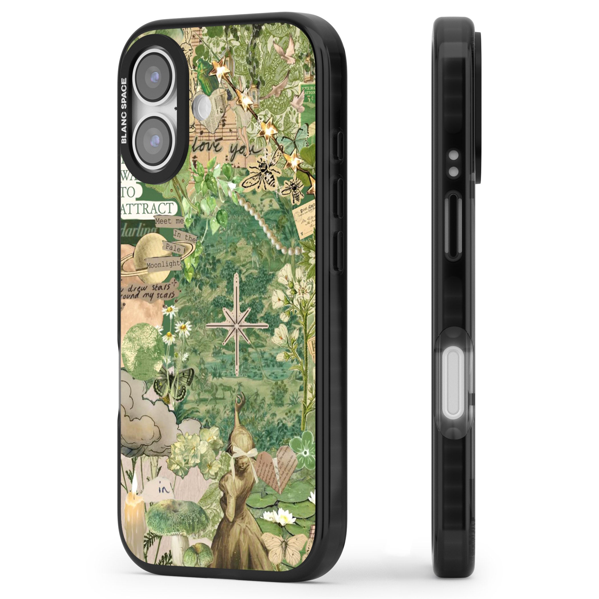 Green Vintage Collage iPhone 17 Impact Black Phone Case Side Profile