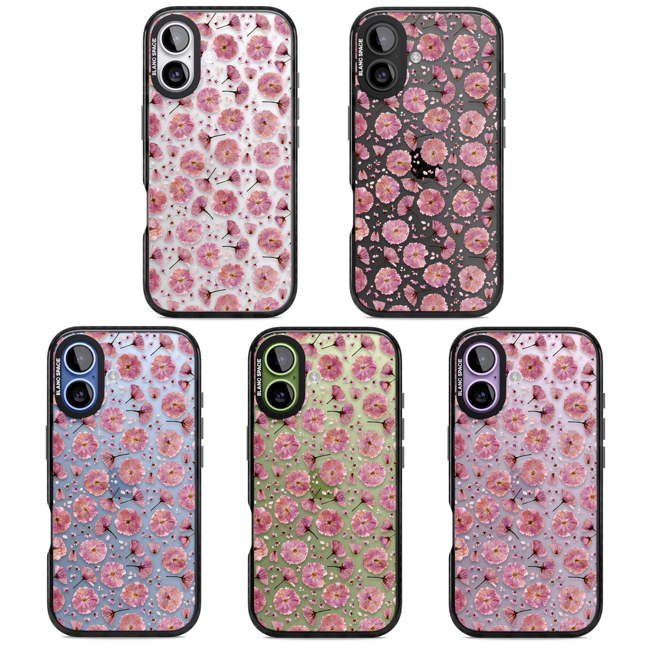 Pink Florals & Blossom iPhone 17 Impact Black Phone Case APT Impact Protection