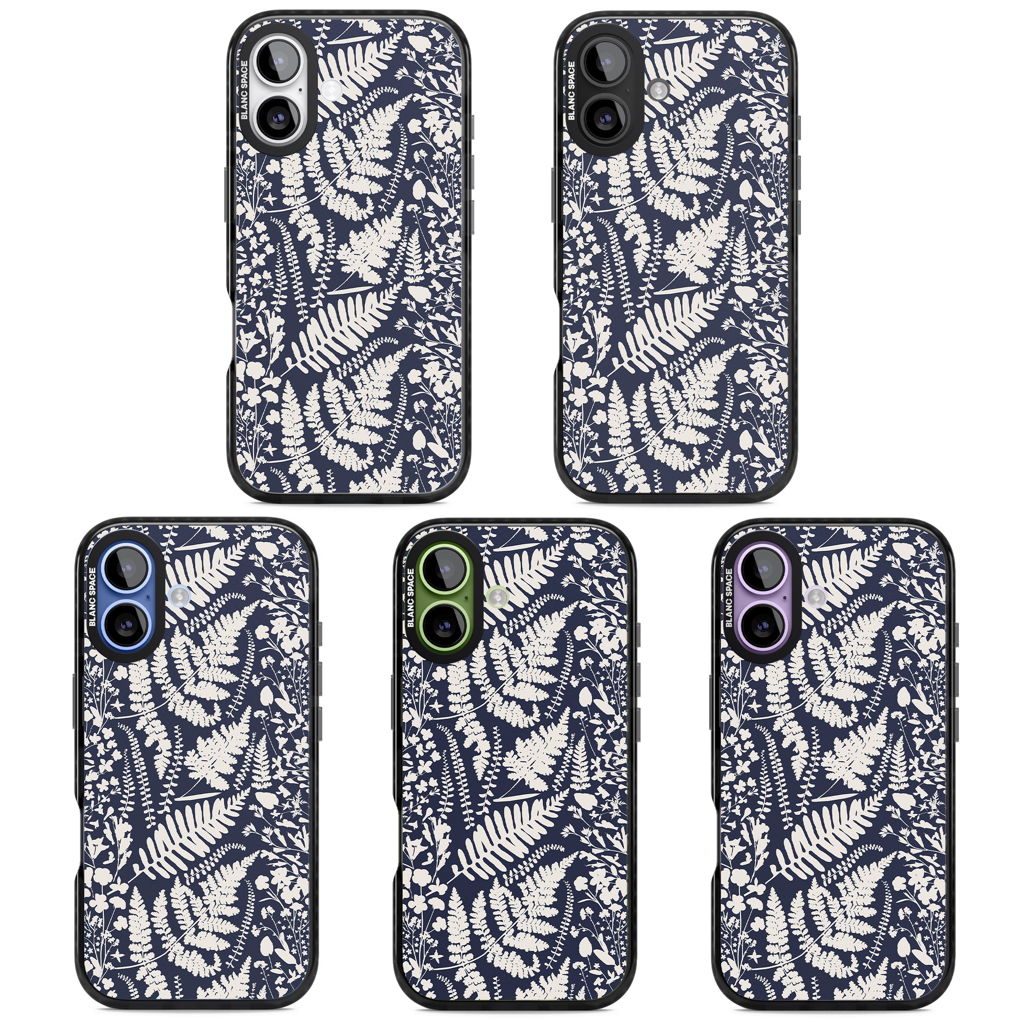 Wildflowers & Ferns On Navy iPhone 17 Impact Black Phone Case APT Impact Protection