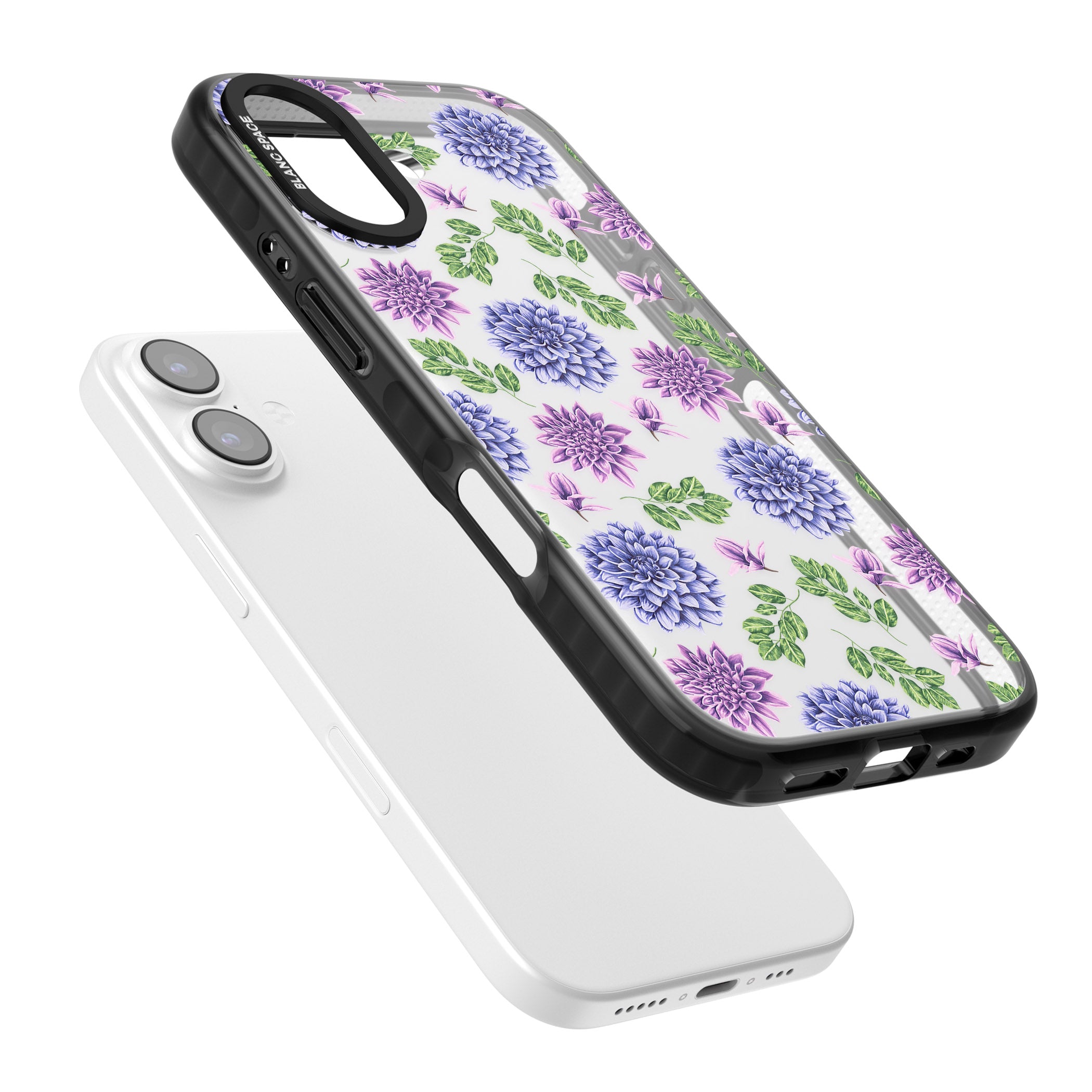 Purple Dahlias Floral iPhone 17 Impact Black Phone Case Colours