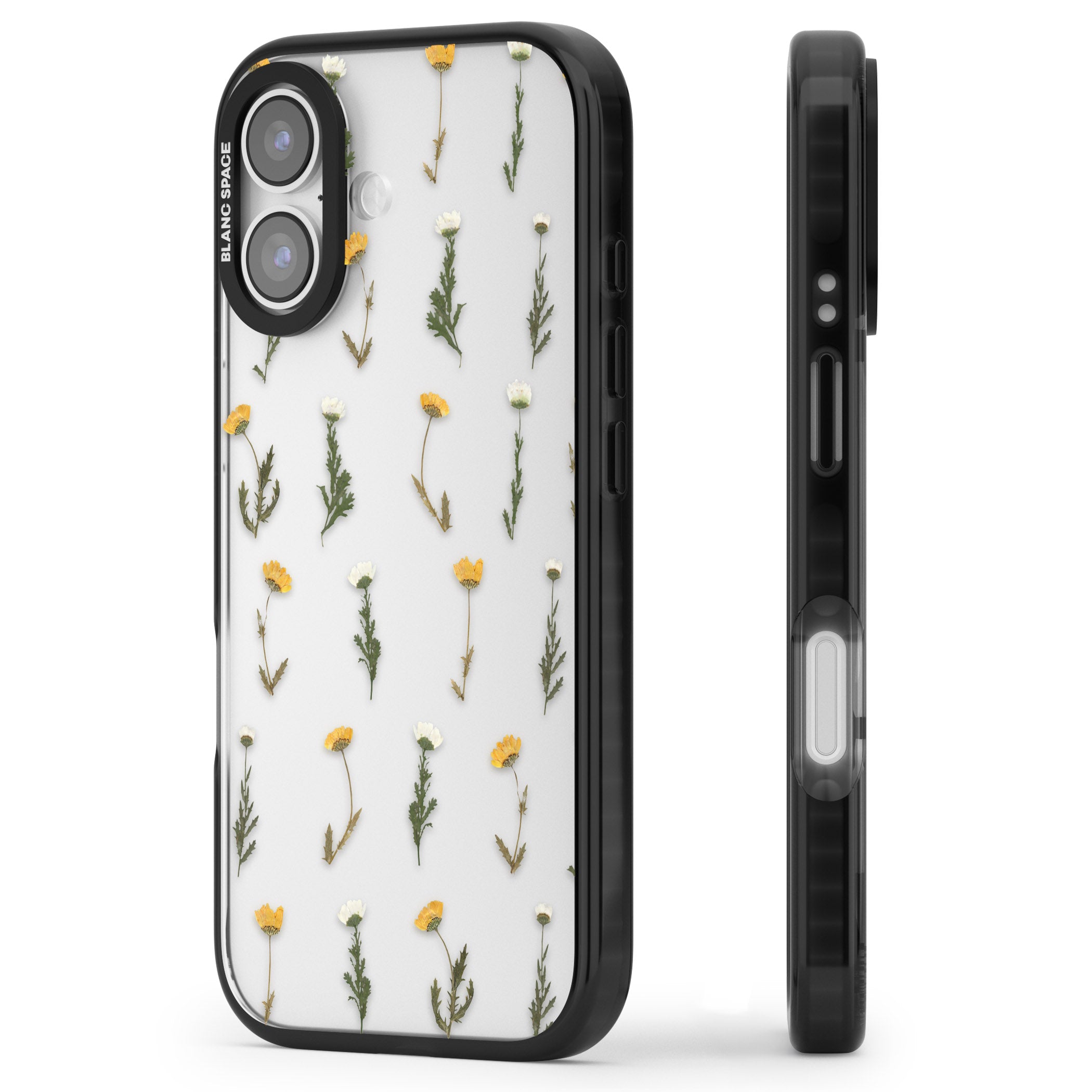 Pressed Flower iPhone 17 Impact Black Phone Case Side Profile