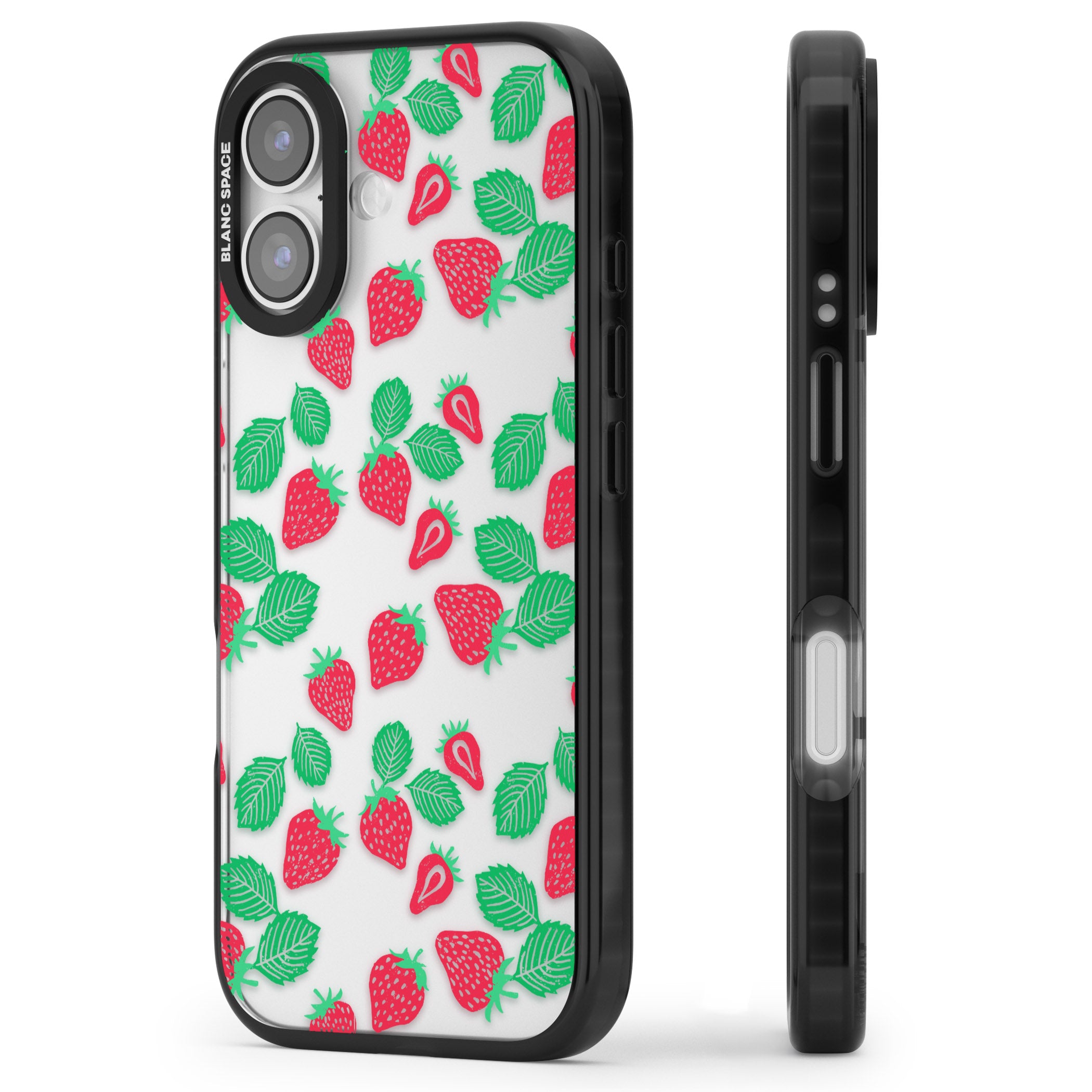 Strawberry Delight iPhone 17 Impact Black Phone Case Side Profile