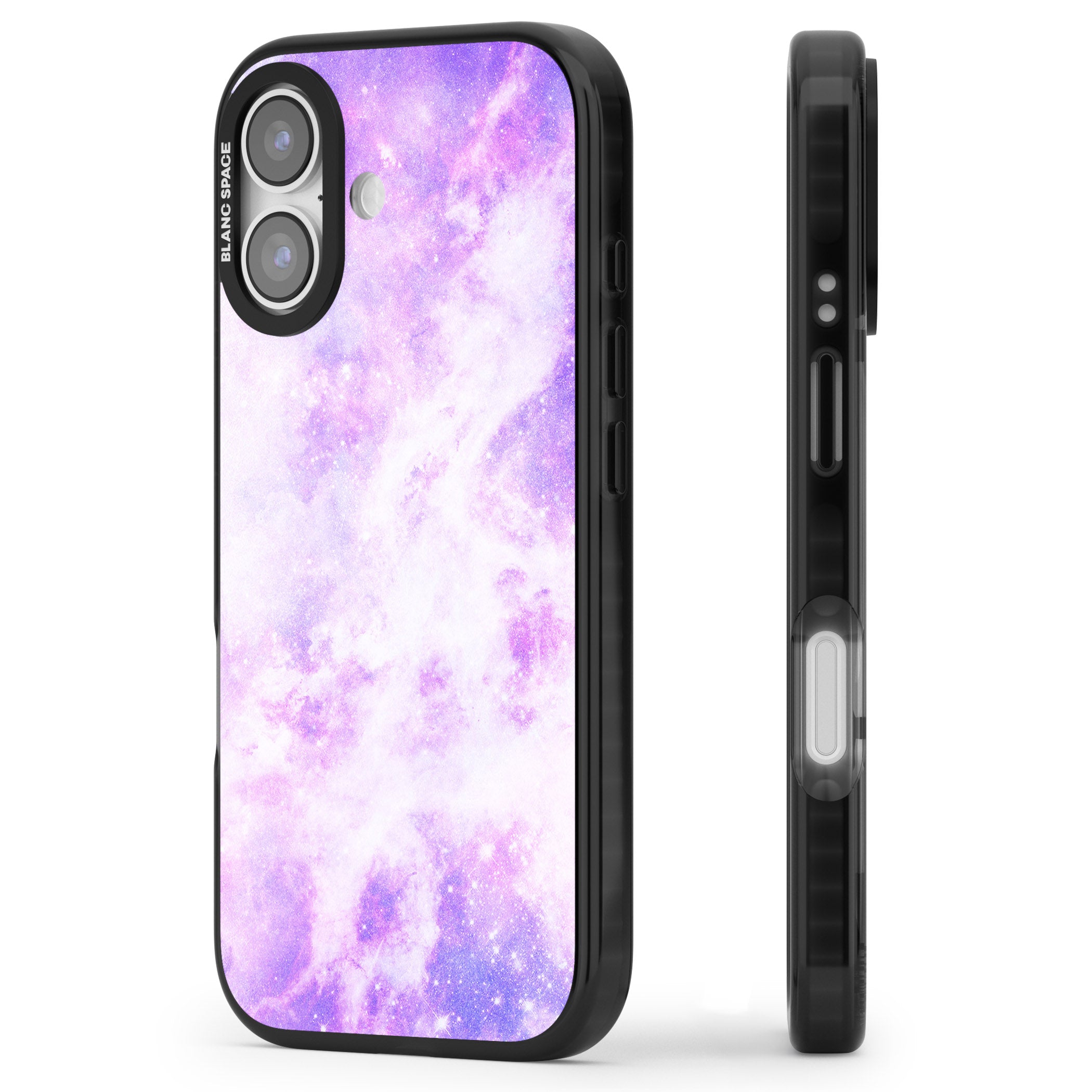 Purple Galaxy Vibes iPhone 17 Impact Black Phone Case Side Profile