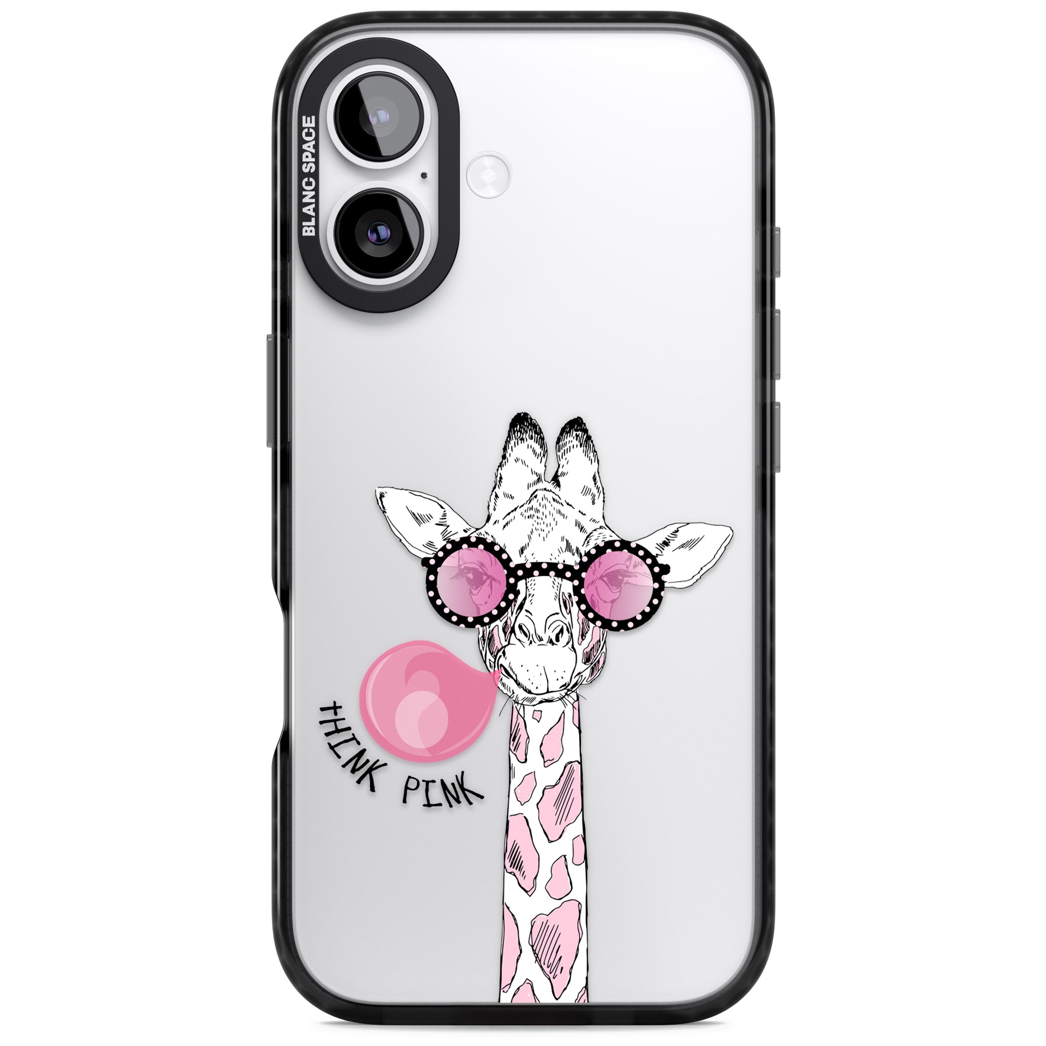 Think Pink Giraffe iPhone 17 Impact Black Phone Case