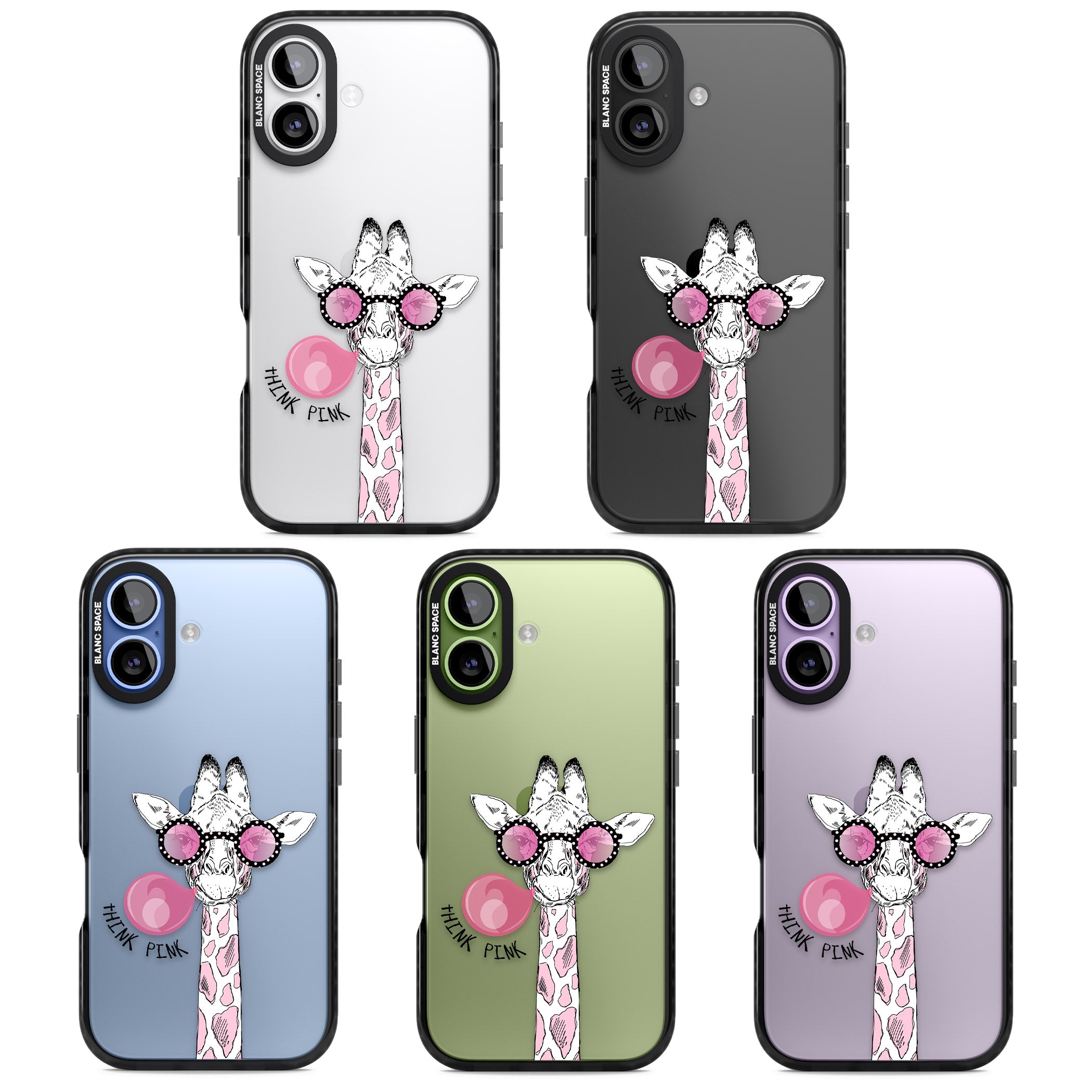 Think Pink Giraffe iPhone 17 Impact Black Phone Case APT Impact Protection