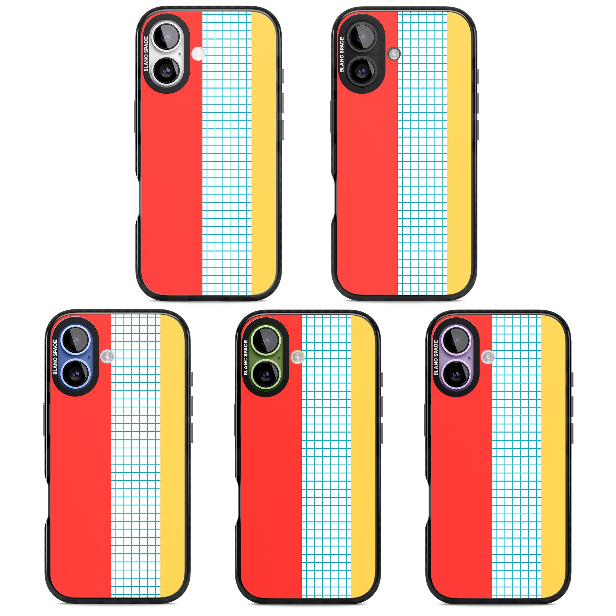 Abstract Grid Red, Blue, Yellow iPhone 17 Impact Black Phone Case APT Impact Protection