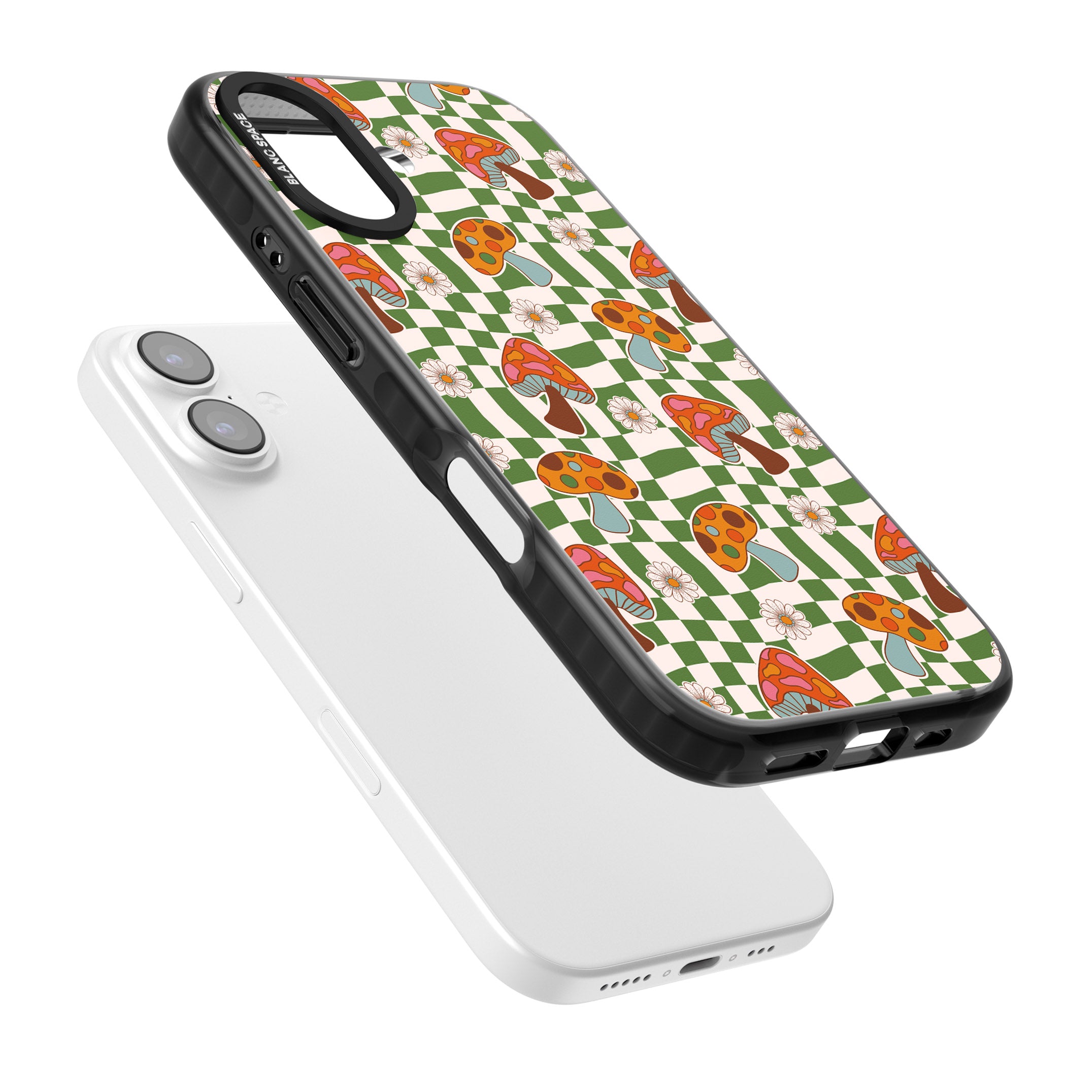 Wavy Checked Shroom & Bloom iPhone 17 Impact Black Phone Case Colours