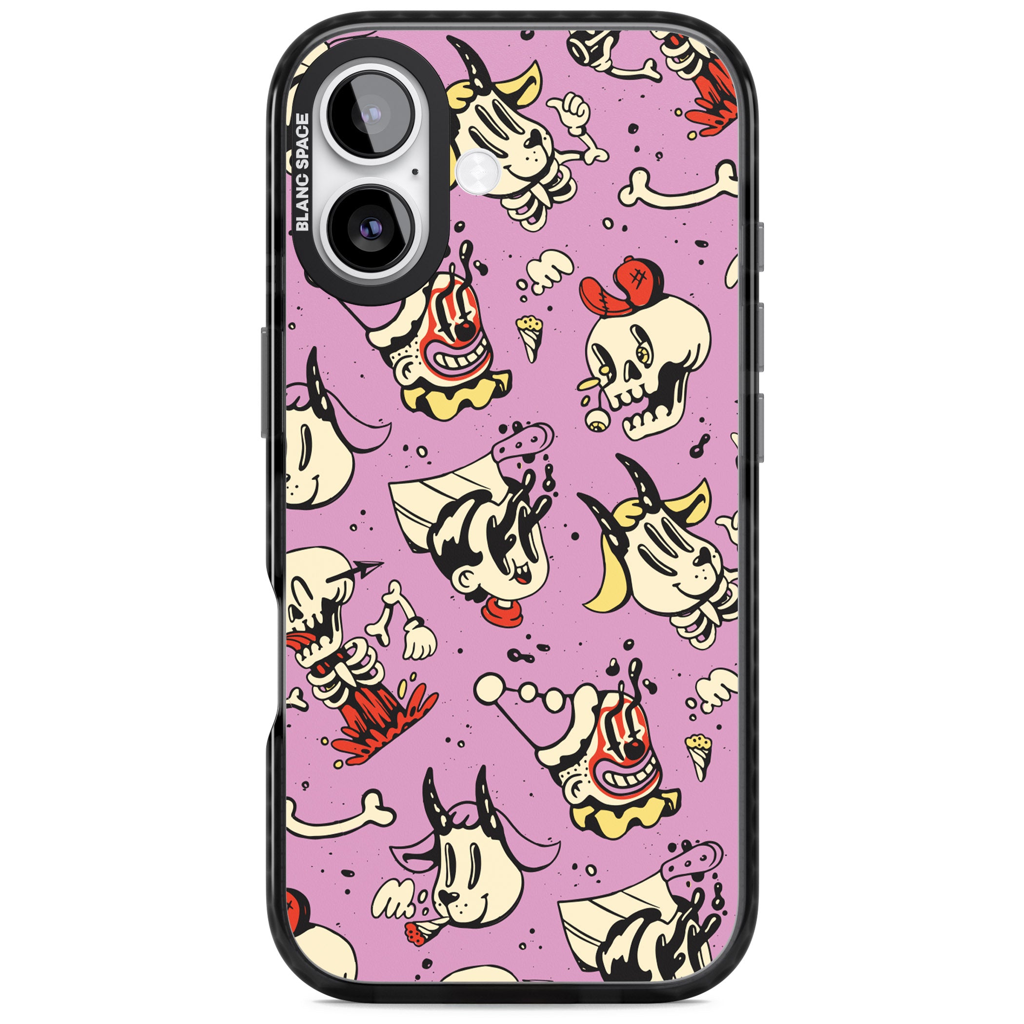 Purple Retro Halloween Pattern iPhone 17 Impact Black Phone Case
