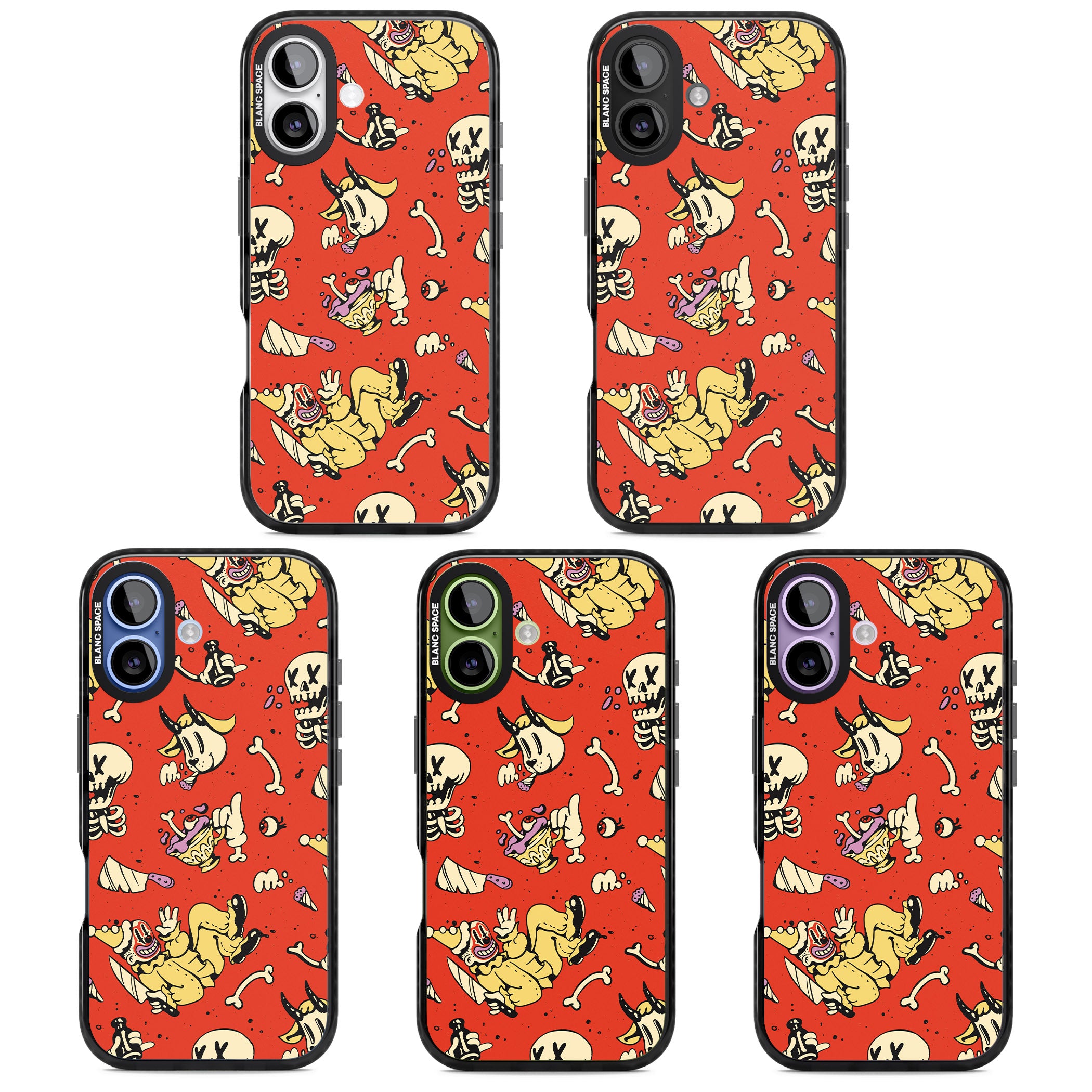Red Retro Halloween Pattern iPhone 17 Impact Black Phone Case APT Impact Protection