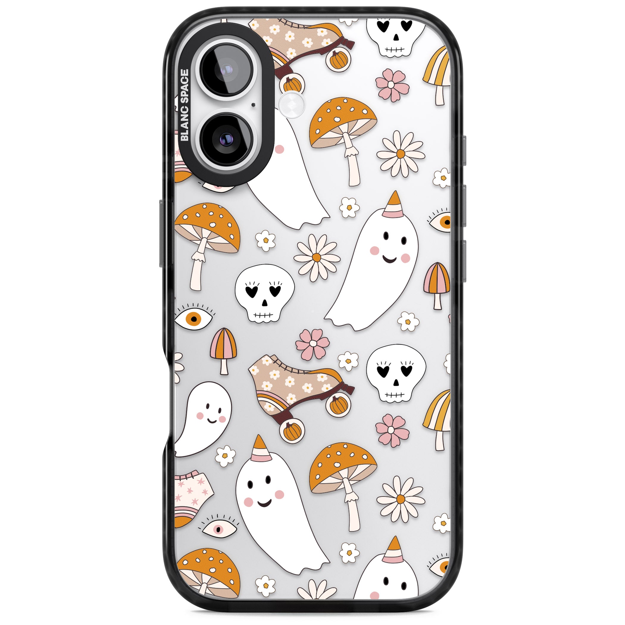 Cute Ghost And Skulls Pattern iPhone 17 Impact Black Phone Case