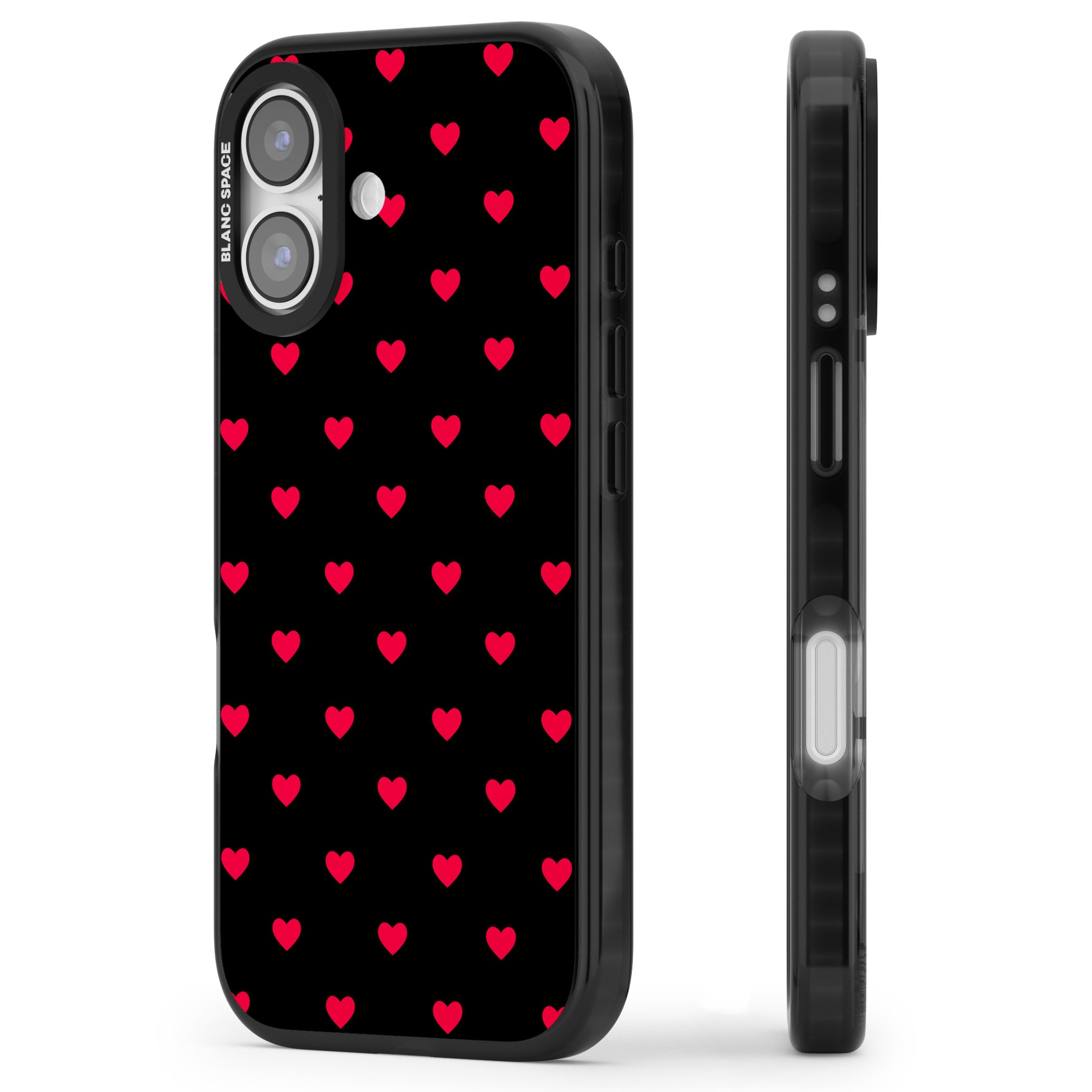 Small Heart Pattern: Red & iPhone 17 Impact Black Phone Case Side Profile