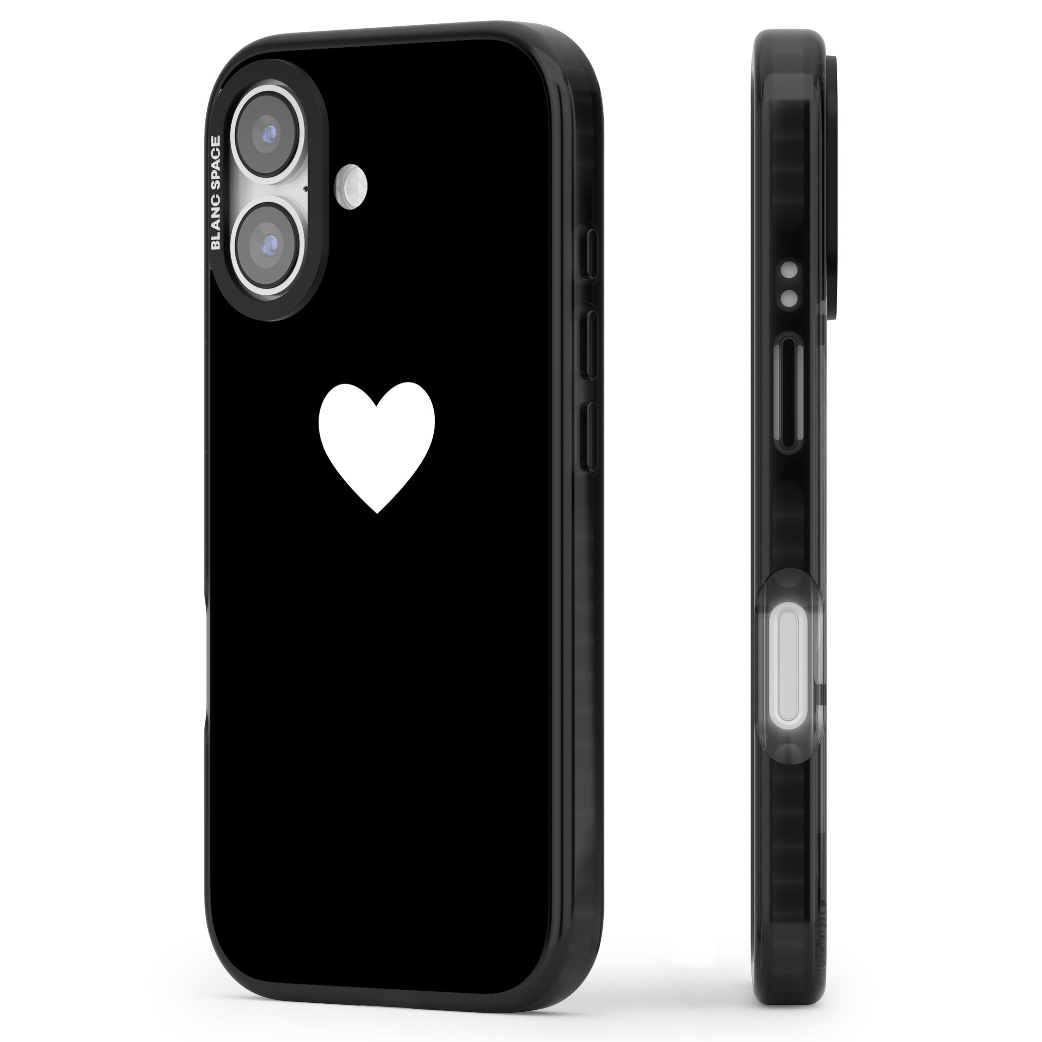 Single Heart Design: White & iPhone 17 Impact Black Phone Case Side Profile