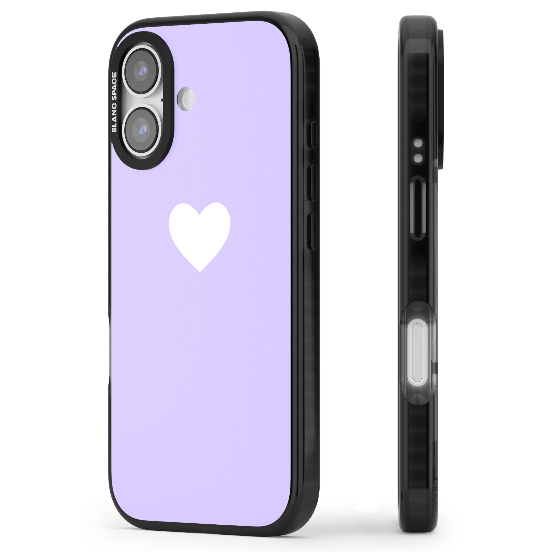 Pale Purple Heart iPhone 17 Impact Black Phone Case Side Profile
