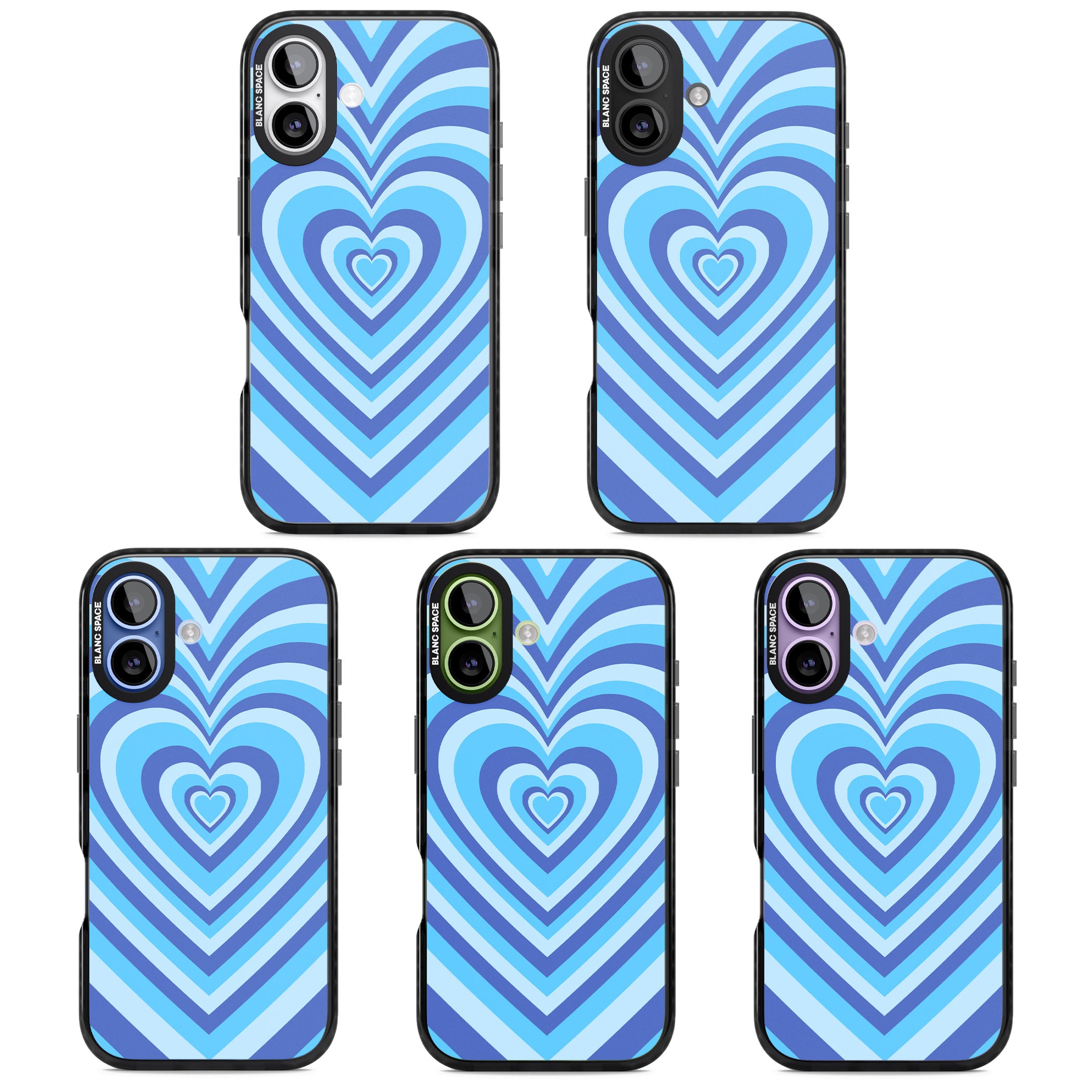 Blue Heart Illusion iPhone 17 Impact Black Phone Case APT Impact Protection