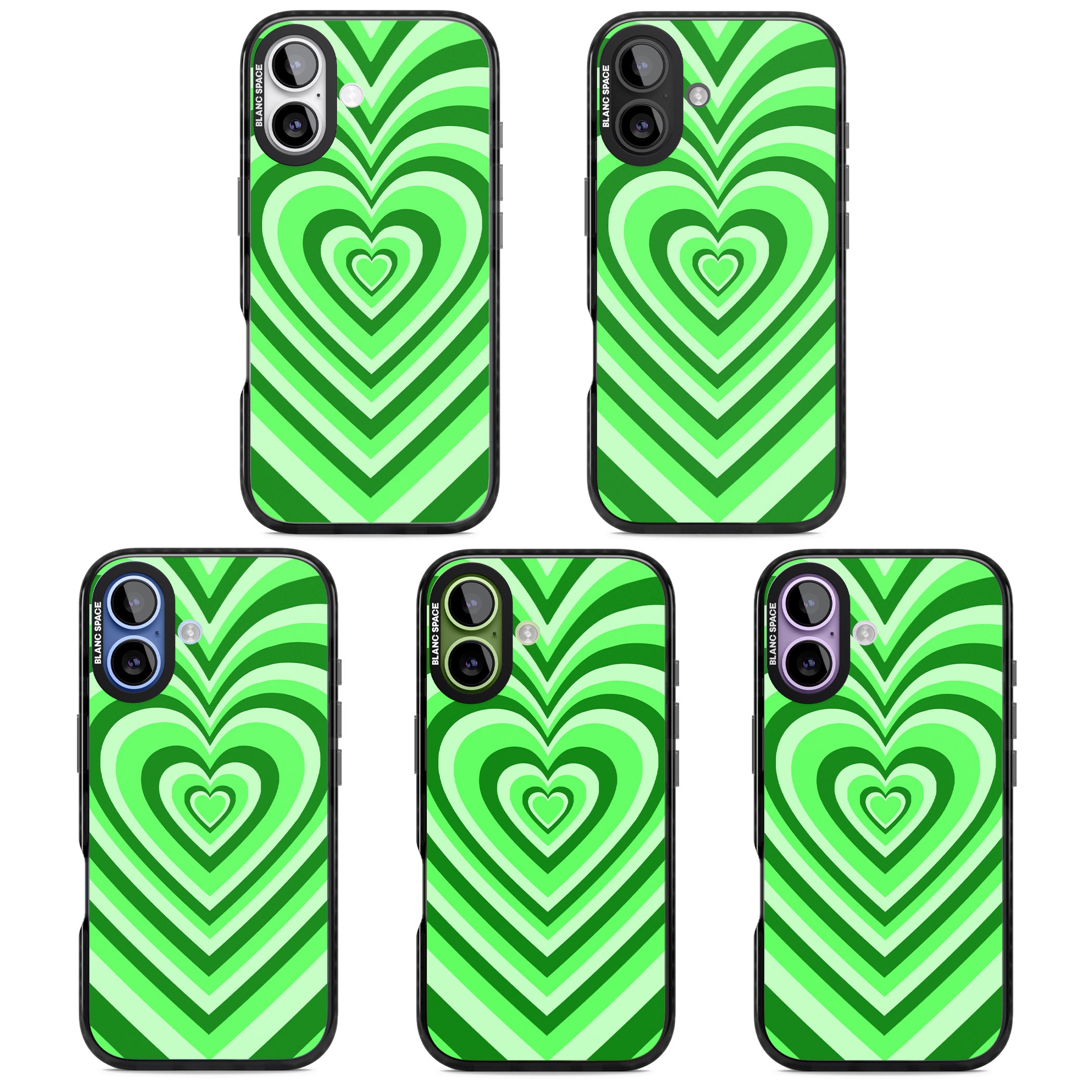 Green Heart Illusion iPhone 17 Impact Black Phone Case APT Impact Protection