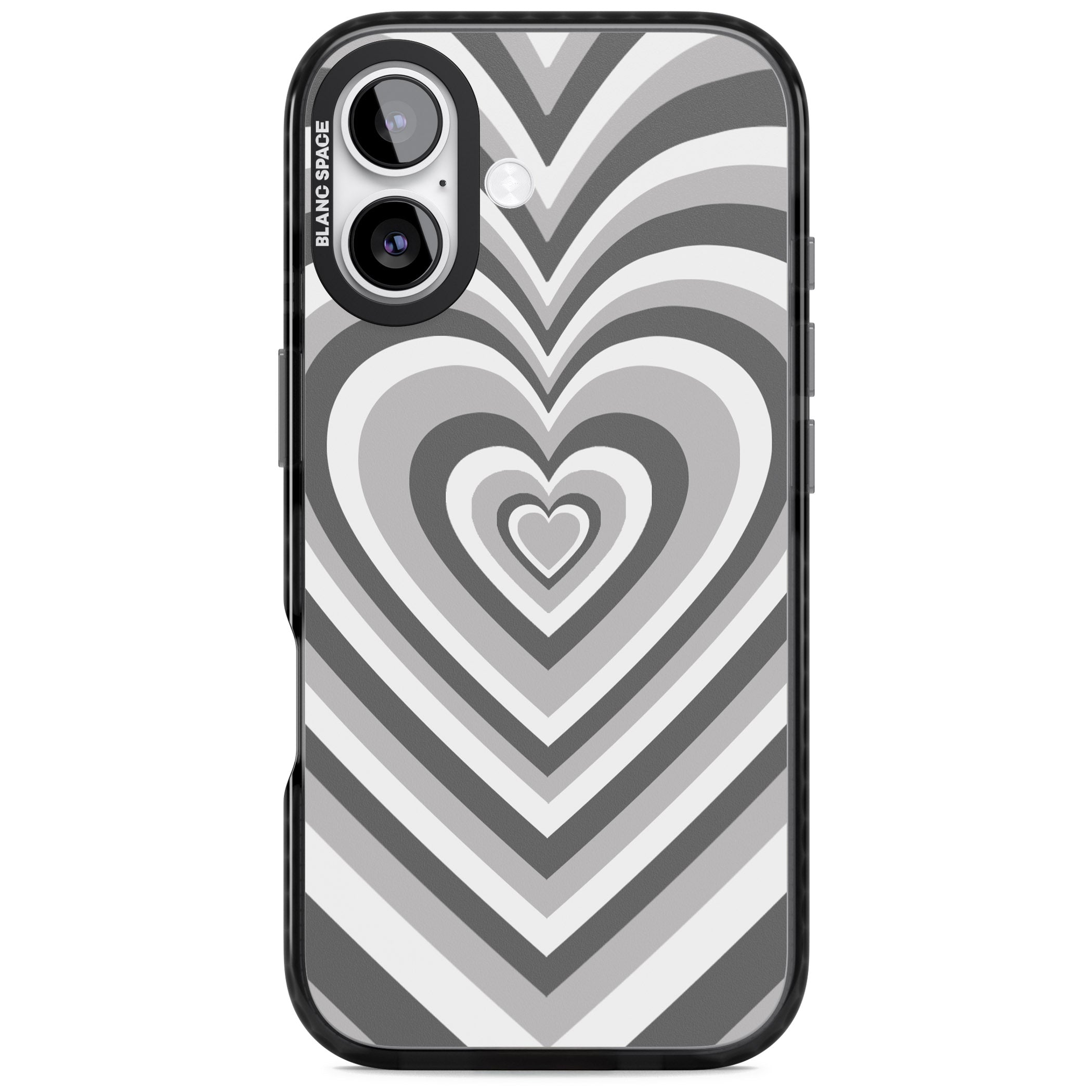 Monochrome Heart Illusion iPhone 17 Impact Black Phone Case