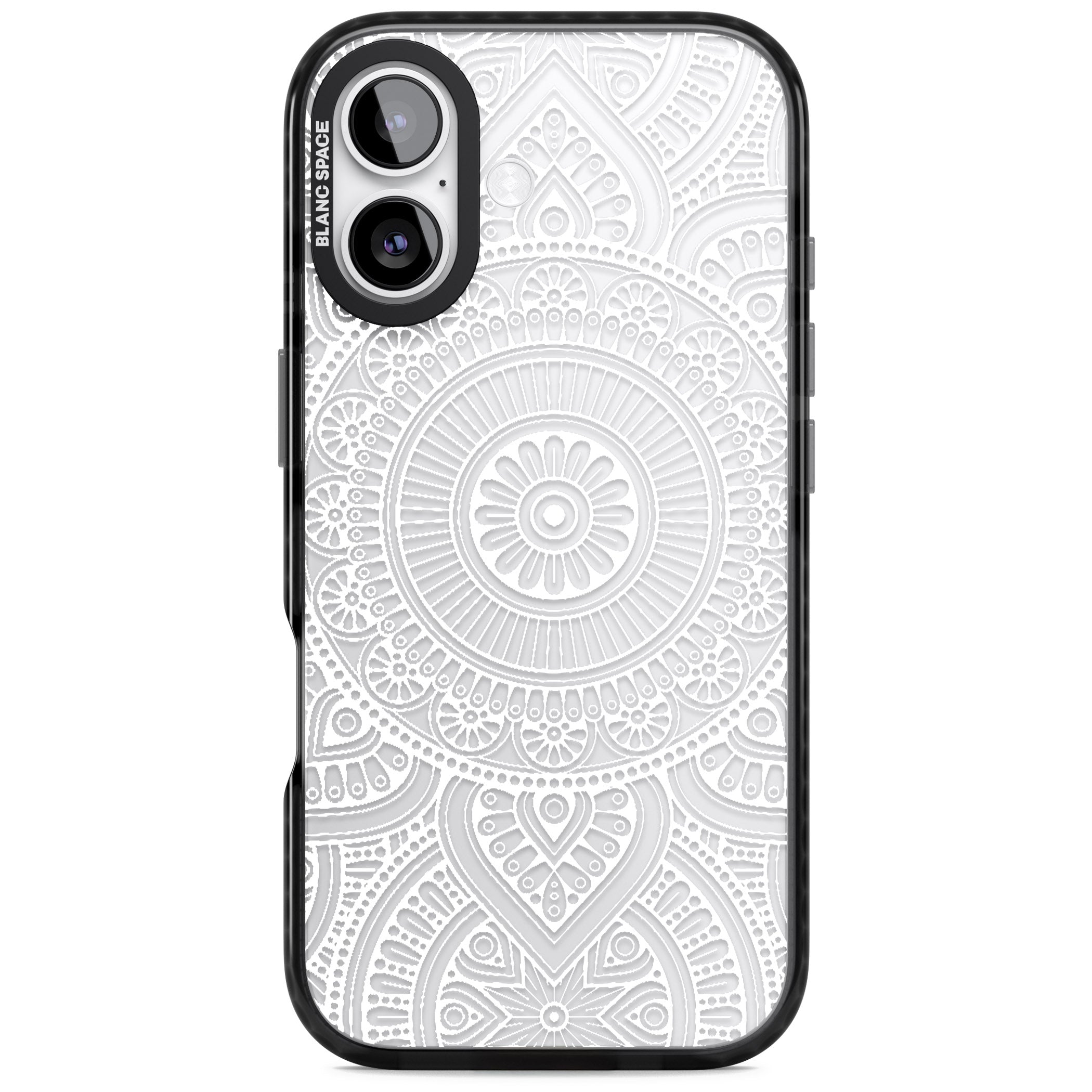 White Henna Flower Wheel iPhone 17 Impact Black Phone Case