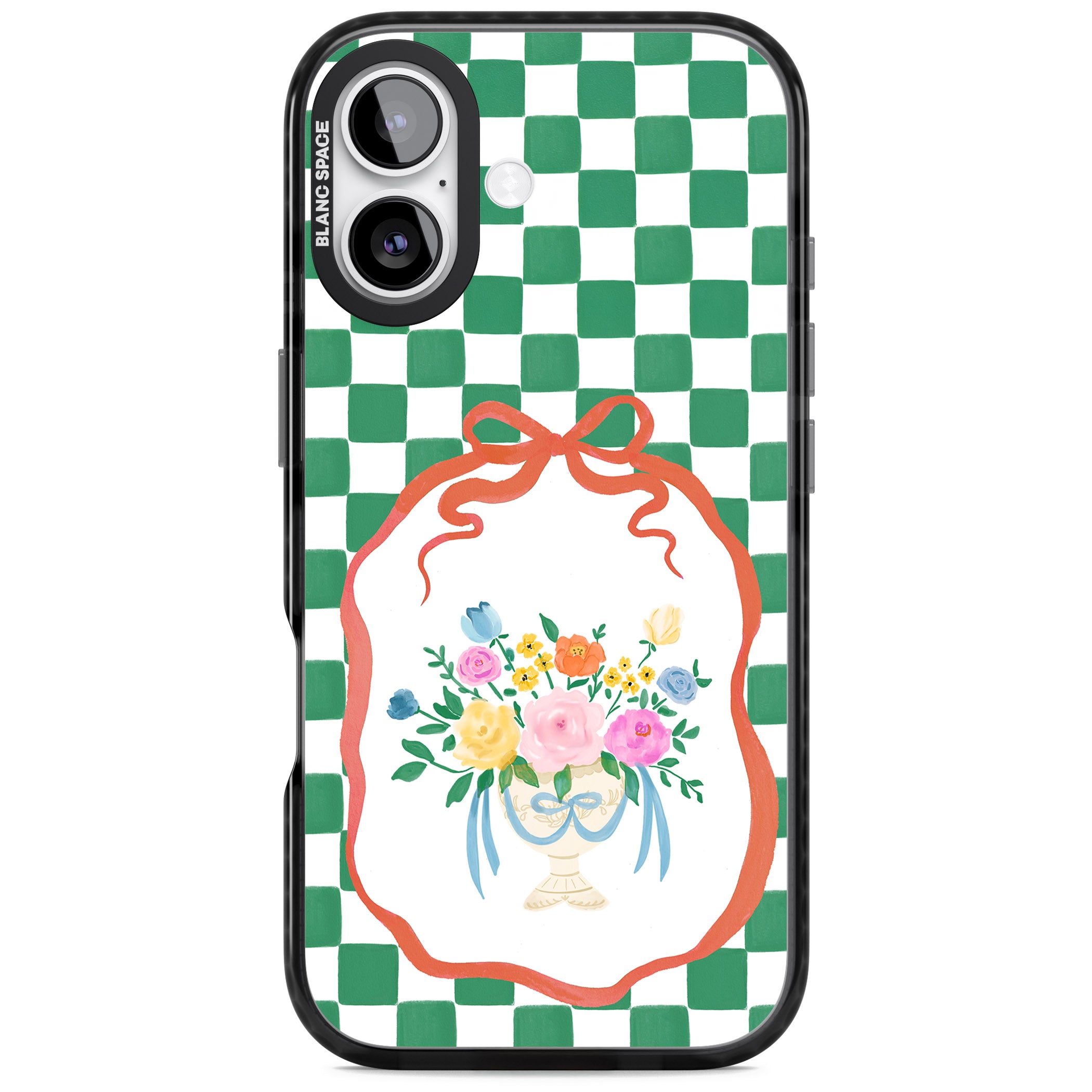 Green Checked Bouquet iPhone 17 Impact Black Phone Case