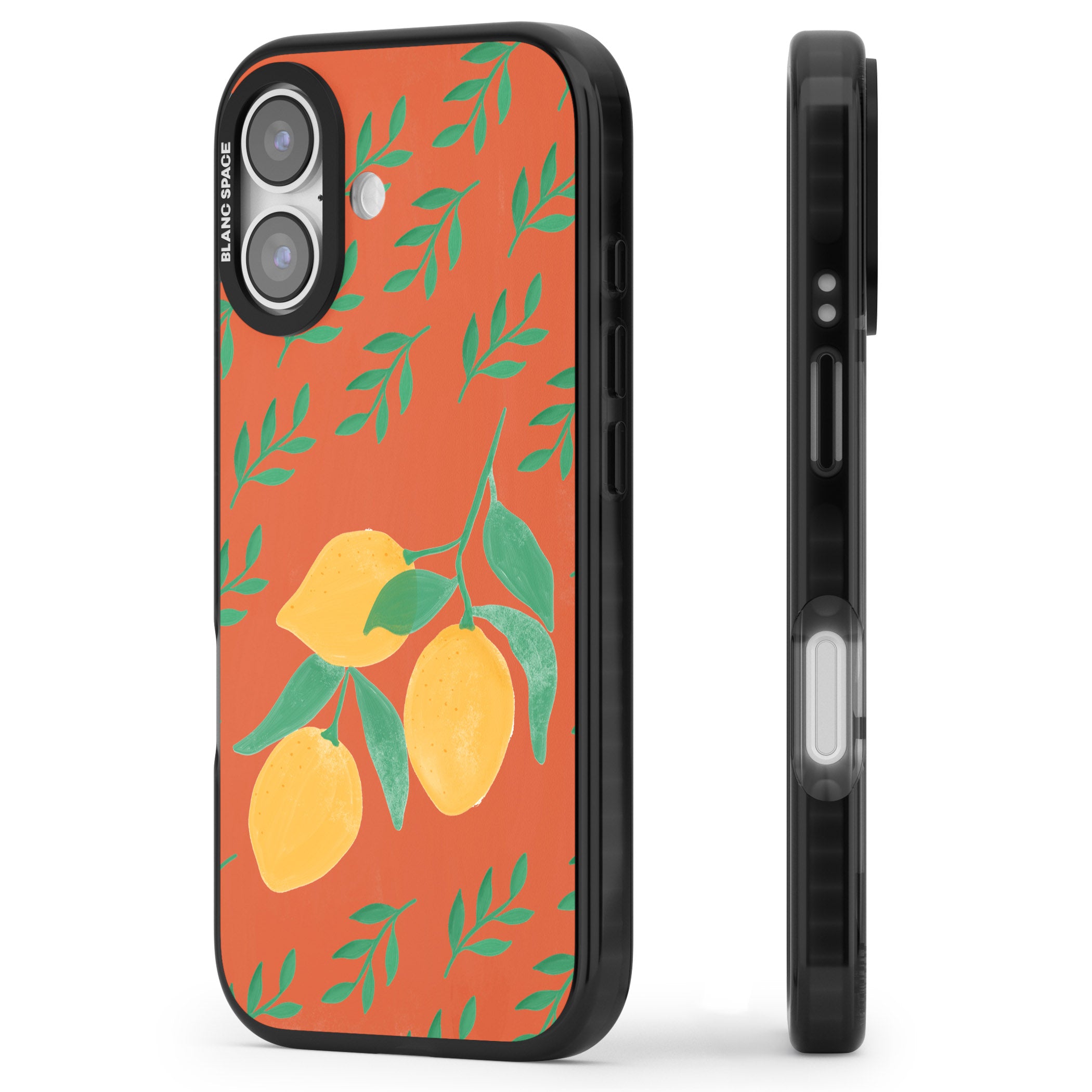 Tuscan Lemons iPhone 17 Impact Black Phone Case Side Profile