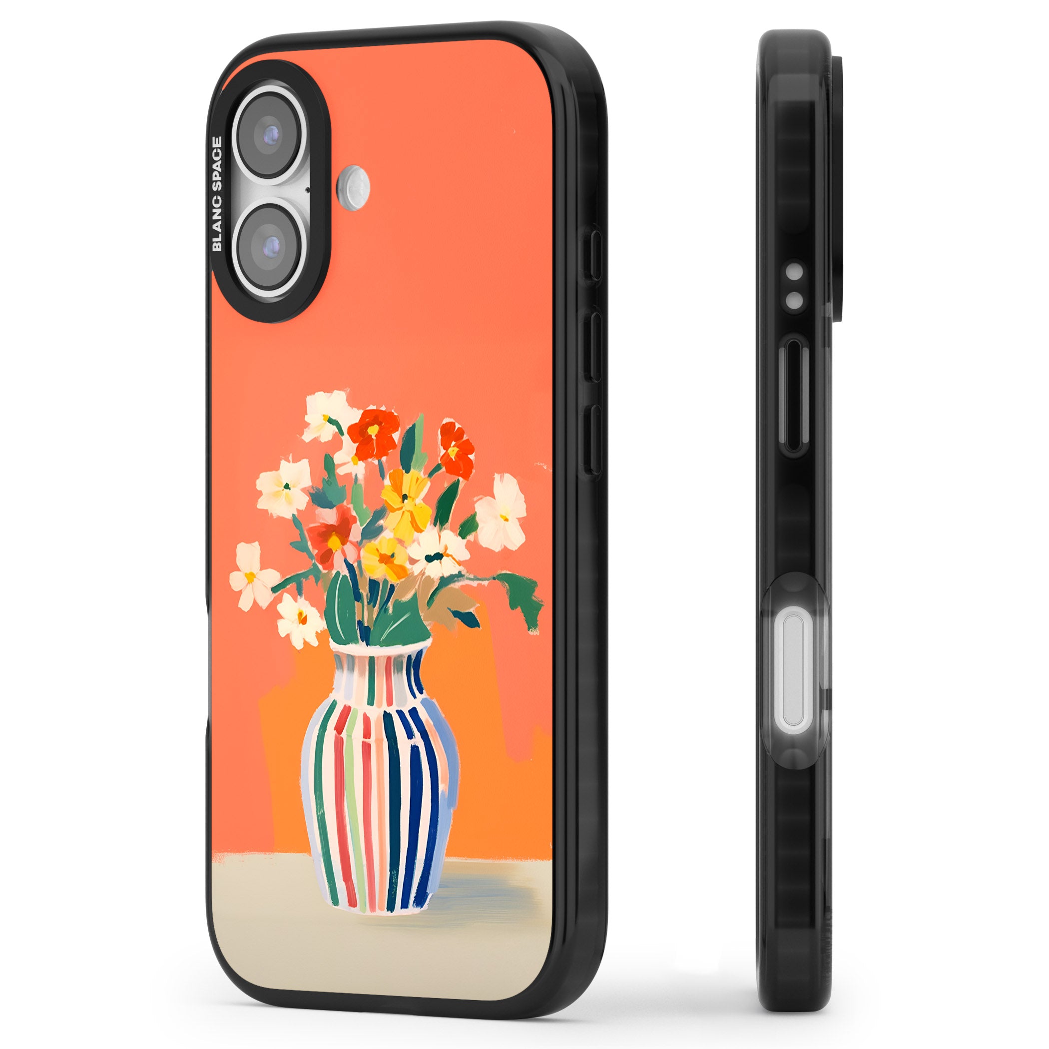 Coral Flower Vase iPhone 17 Impact Black Phone Case Side Profile