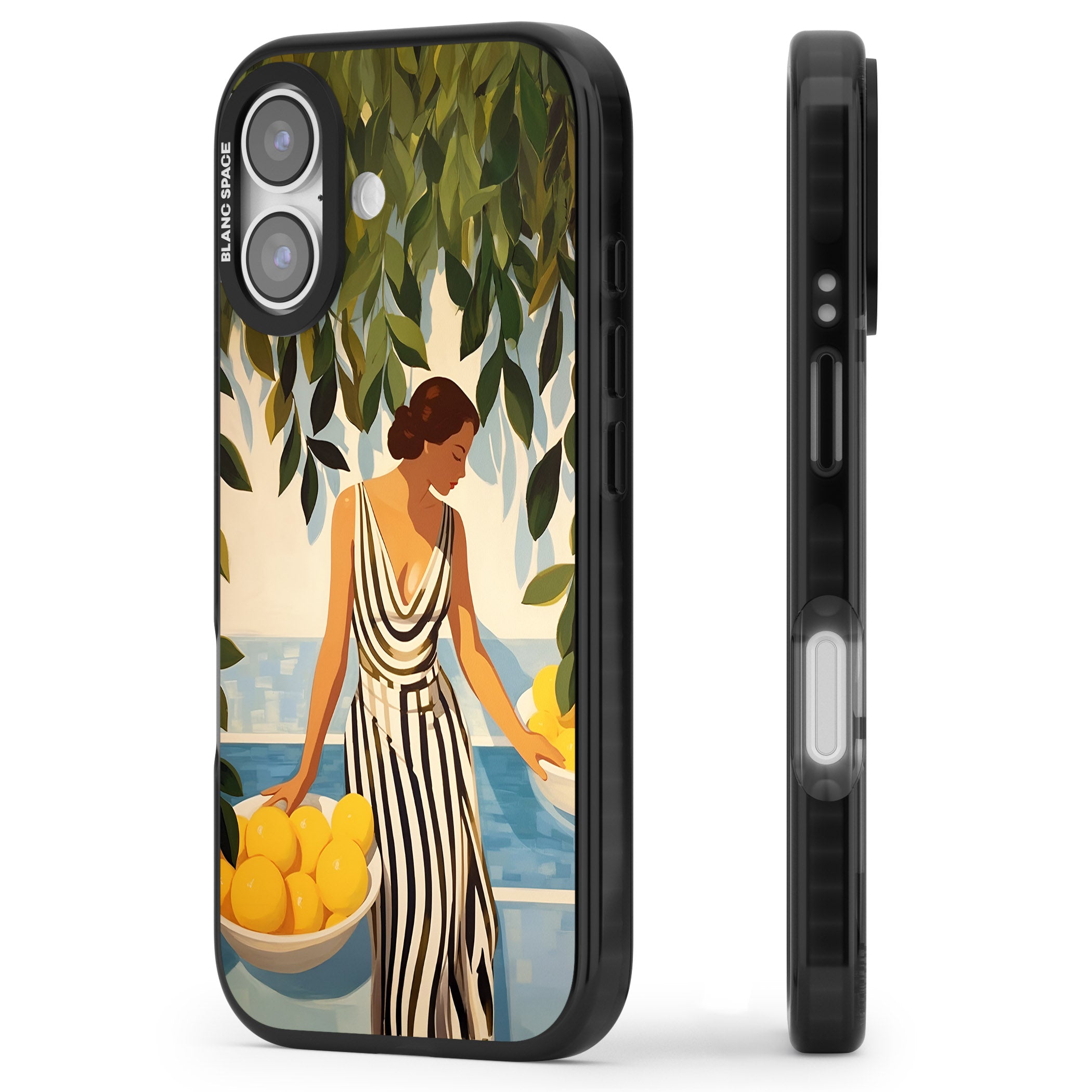 Lemon Picking iPhone 17 Impact Black Phone Case Side Profile