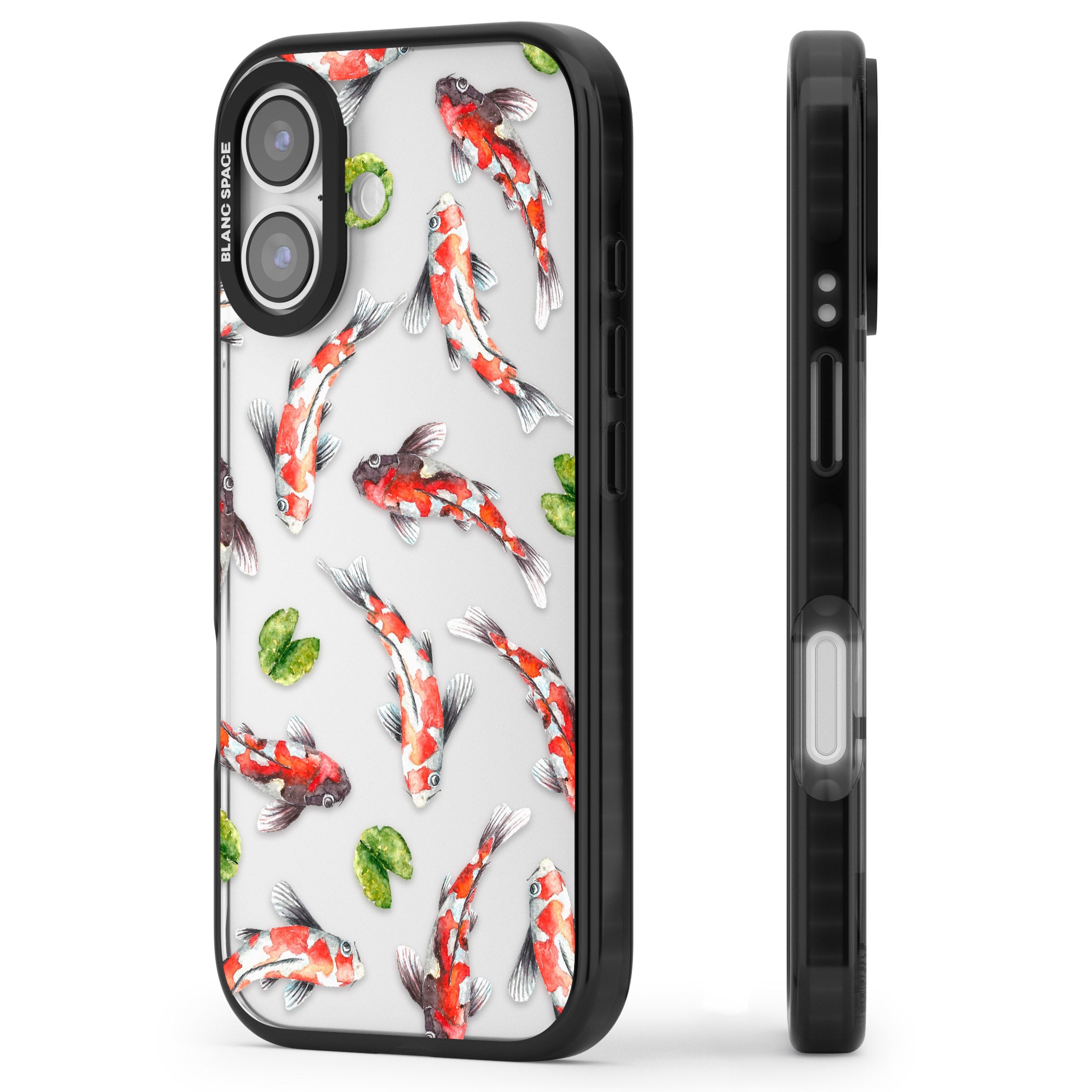 Koi Fish Watercolour iPhone 17 Impact Black Phone Case Side Profile