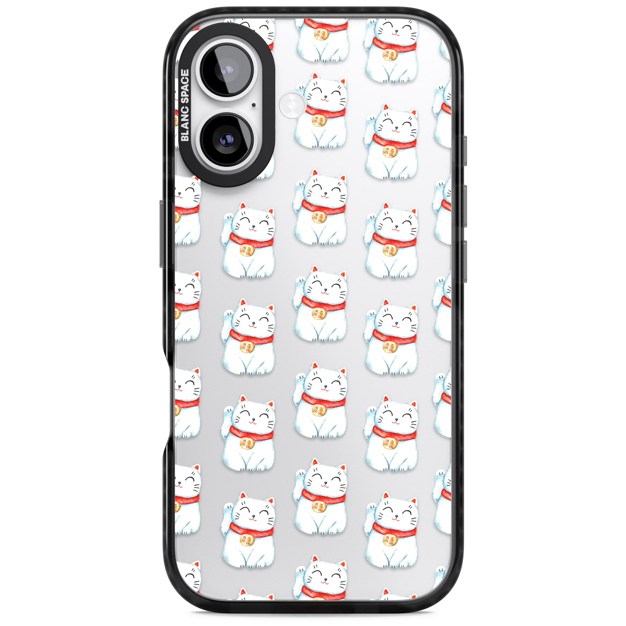 Lucky Cat Pattern iPhone 17 Impact Black Phone Case