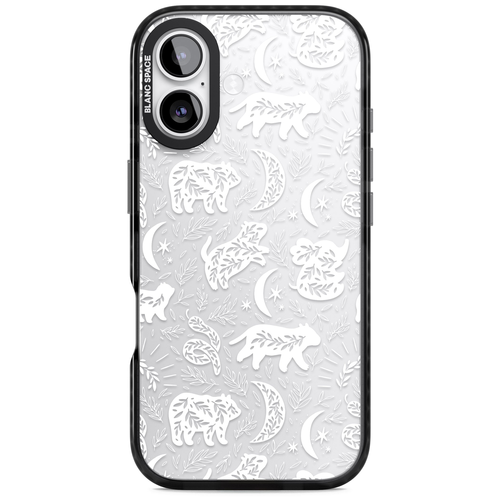Forest Animal Silhouettes: White/Clear iPhone 17 Impact Black Phone Case