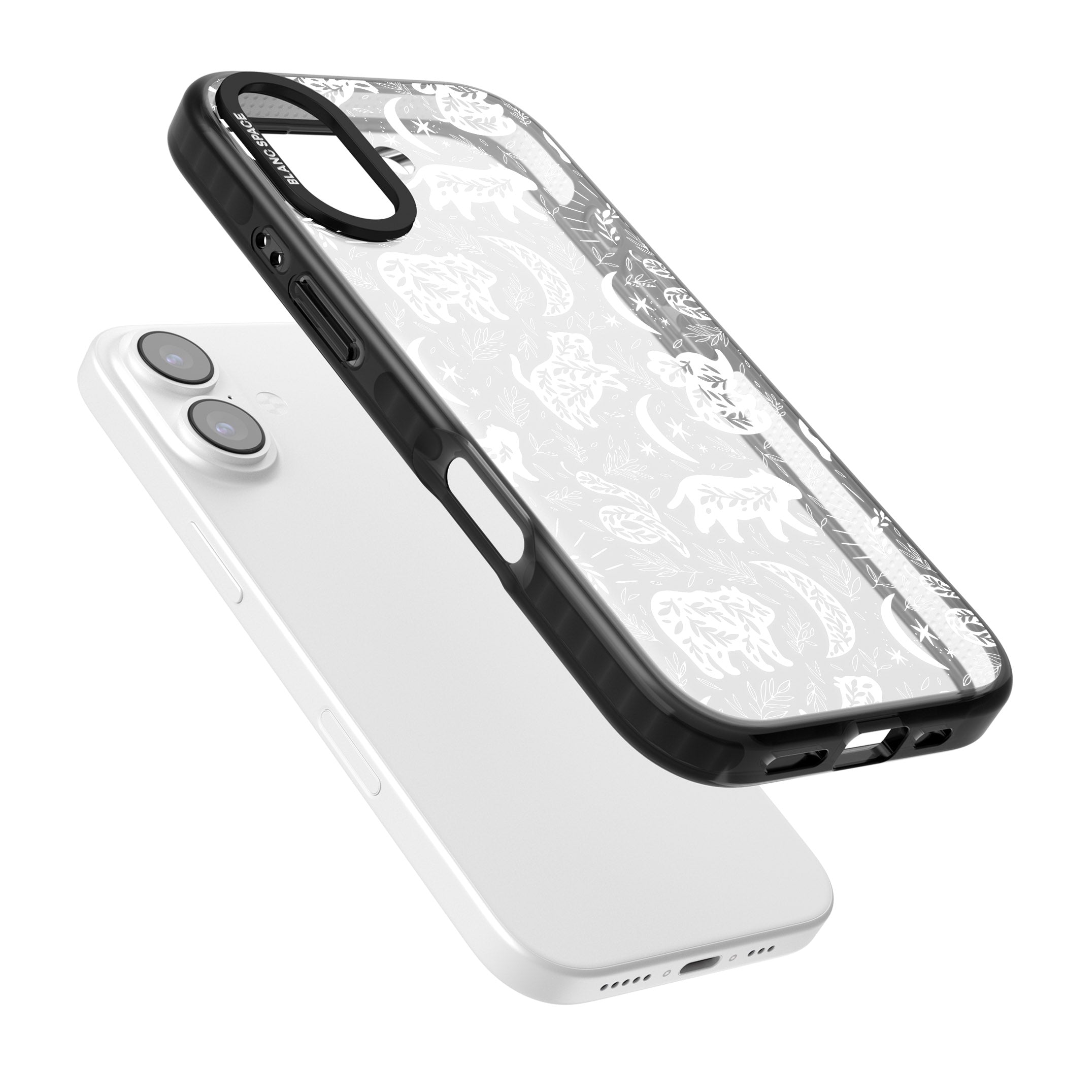 Forest Animal Silhouettes: White/Clear iPhone 17 Impact Black Phone Case Colours