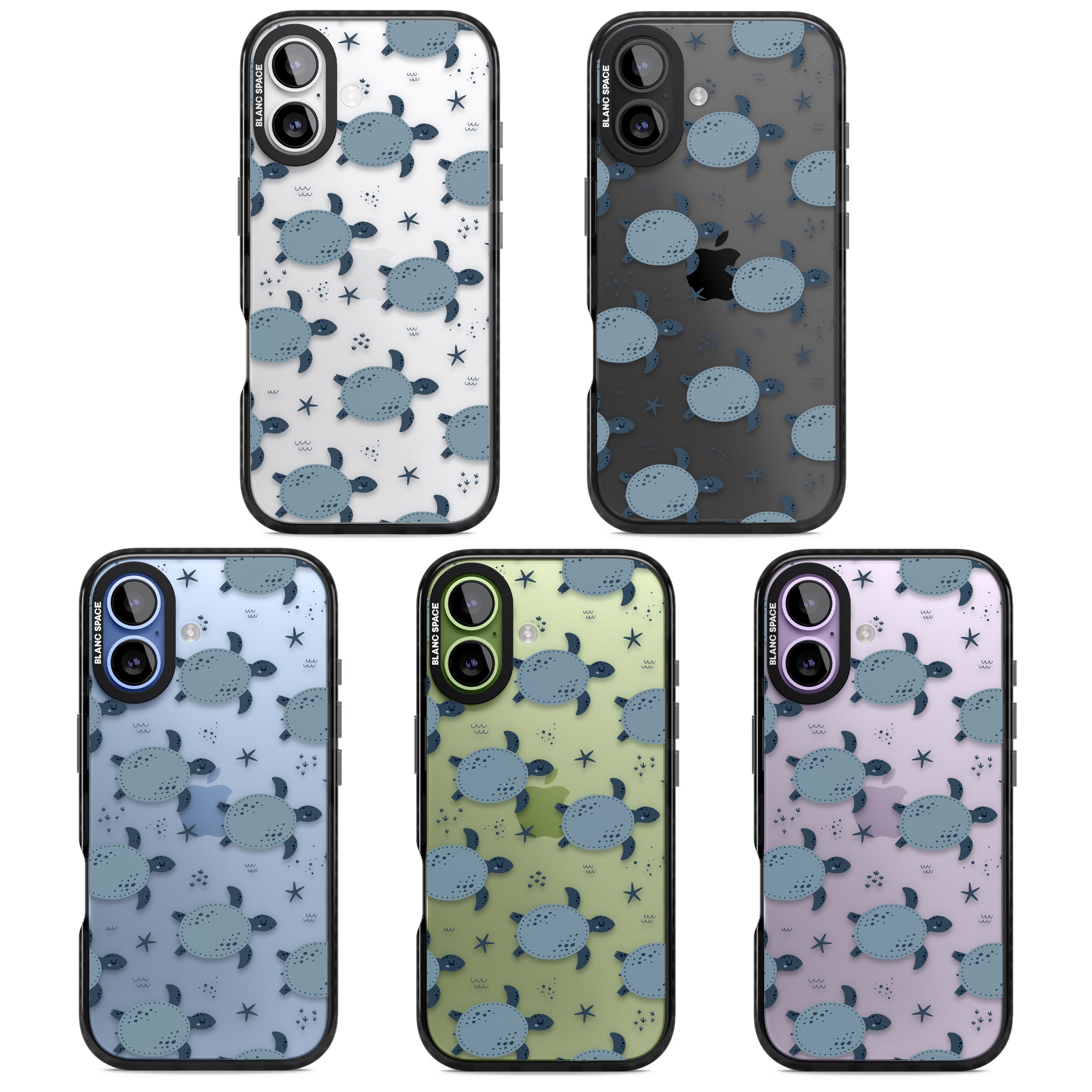 Under The Sea Patterns Sea Turtles (Clear) iPhone 17 Impact Black Phone Case APT Impact Protection