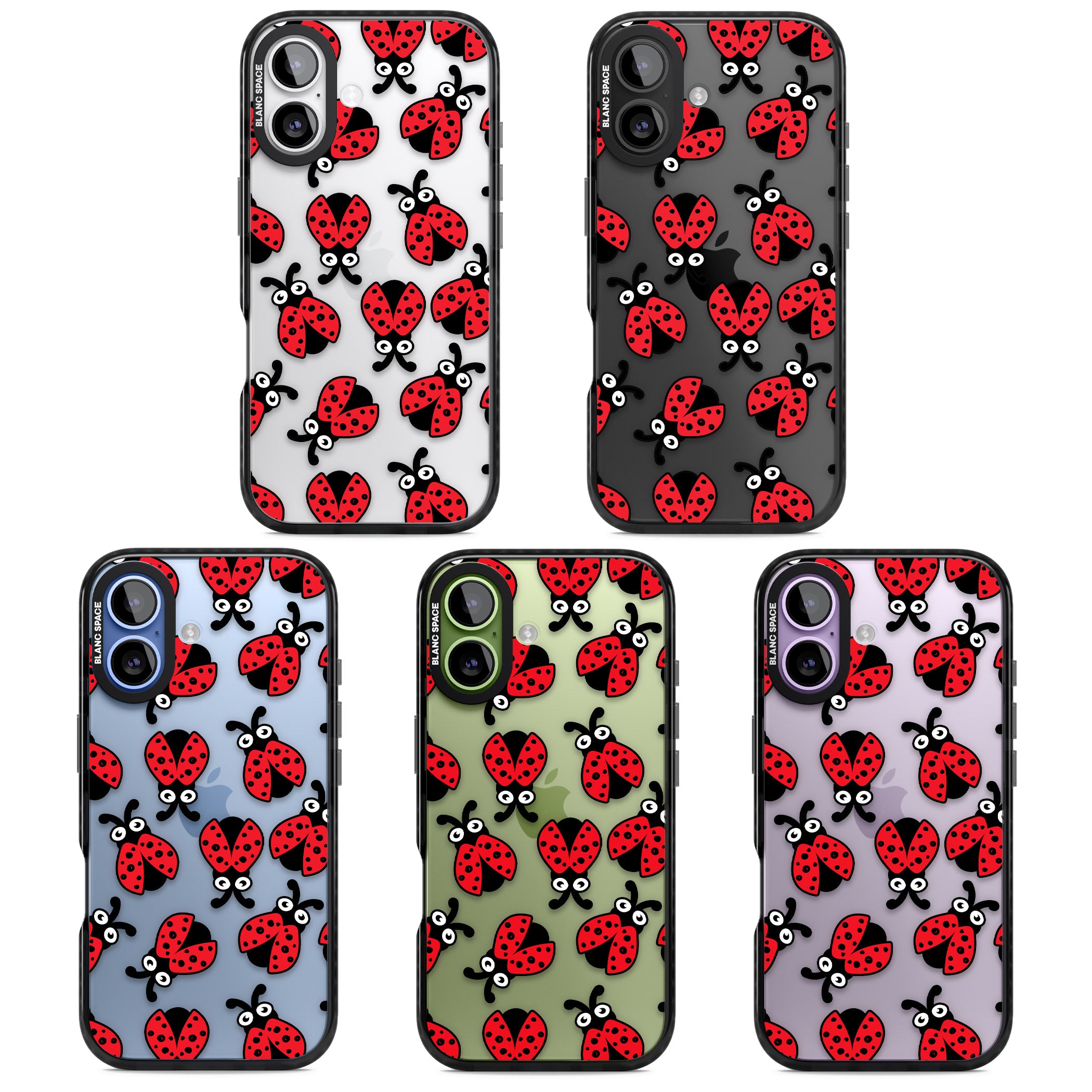 Ladybug Pattern iPhone 17 Impact Black Phone Case APT Impact Protection