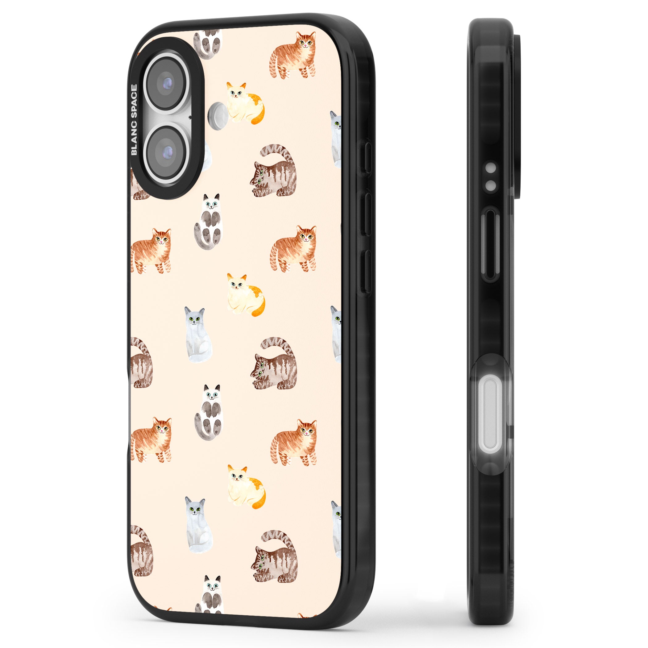 Cute Cat Parade iPhone 17 Impact Black Phone Case Side Profile