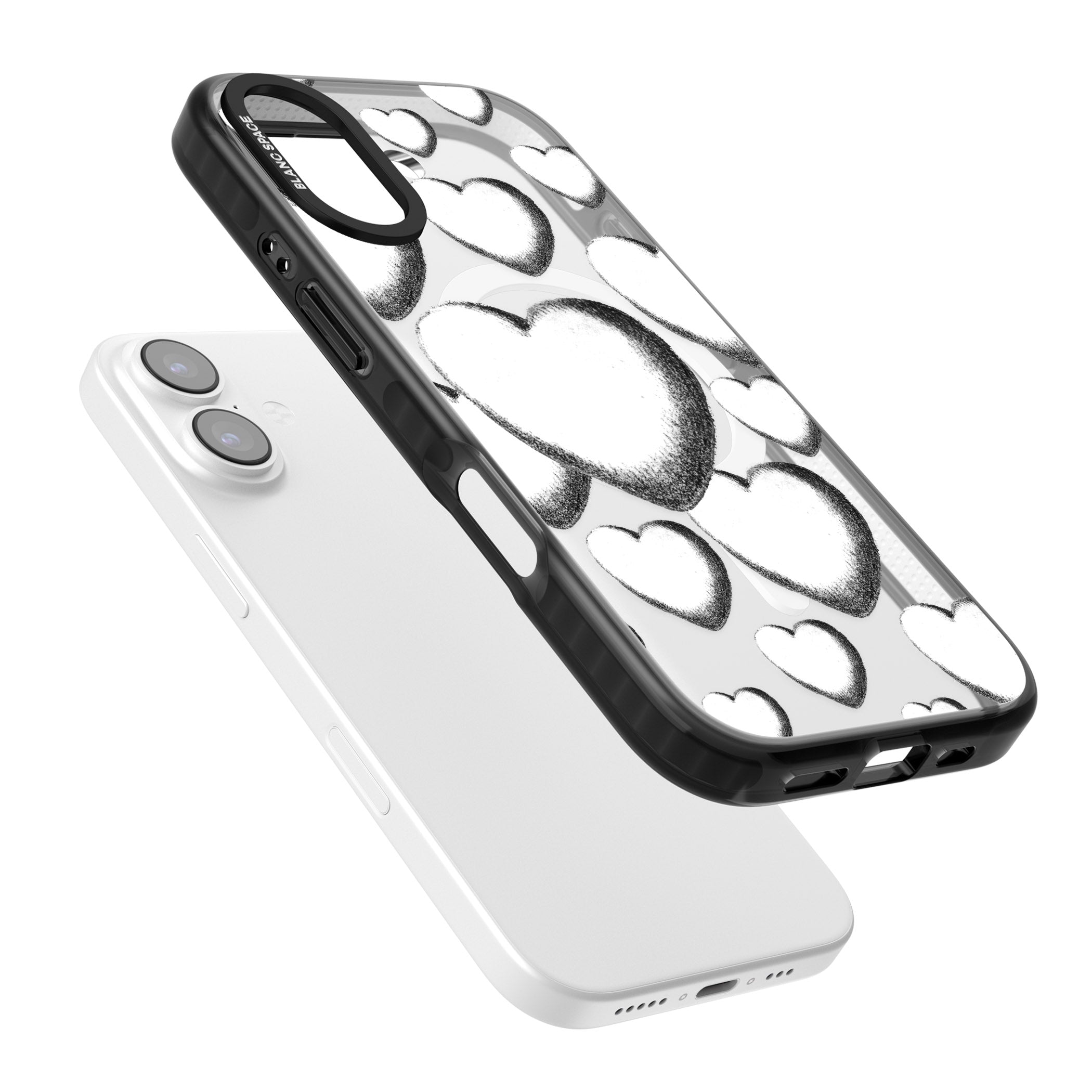 Hand Drawn Hearts iPhone 17 Impact Pro Black Phone Case Colours