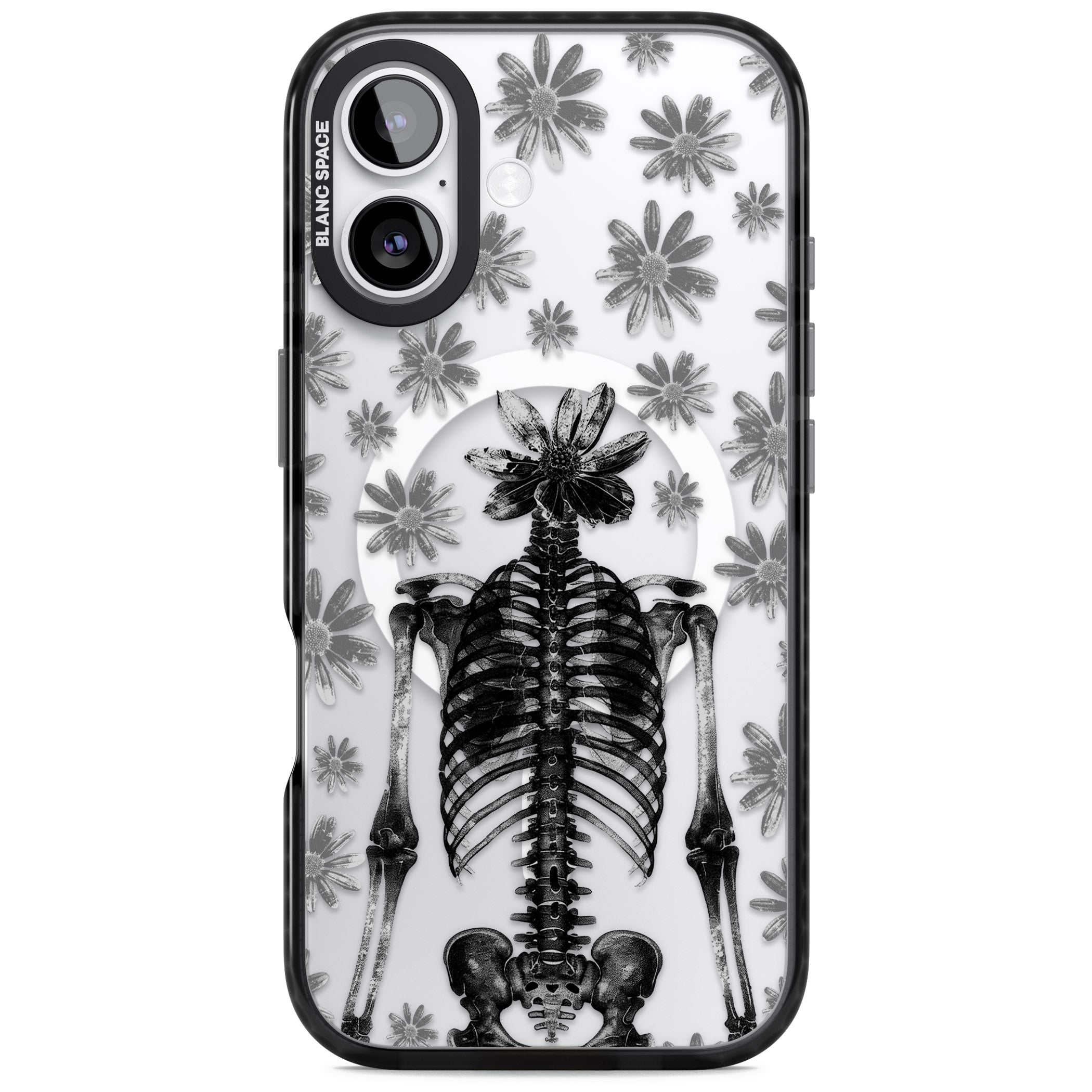 Skeleton Flower iPhone 17 Impact Pro Black Phone Case