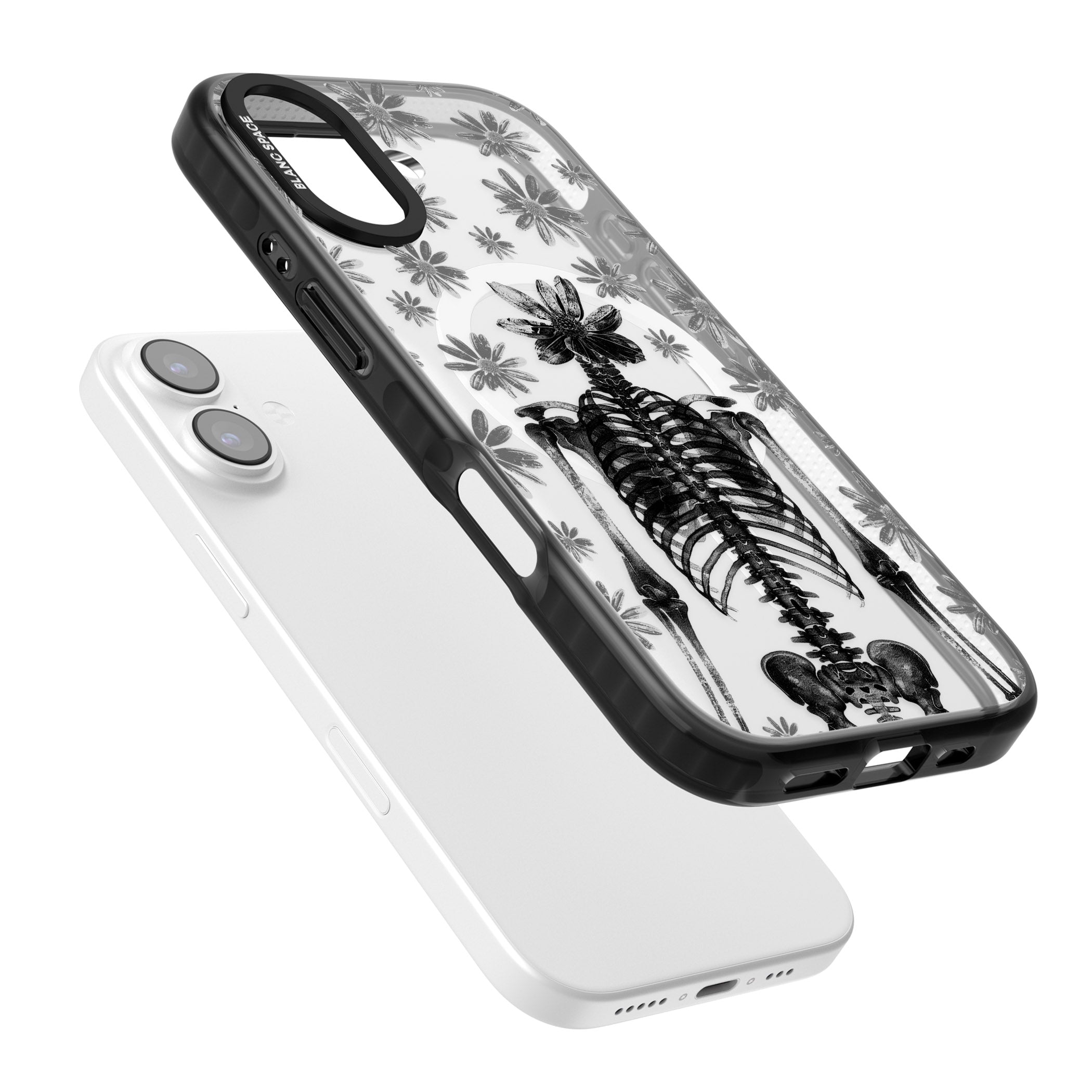 Skeleton Flower iPhone 17 Impact Pro Black Phone Case Colours
