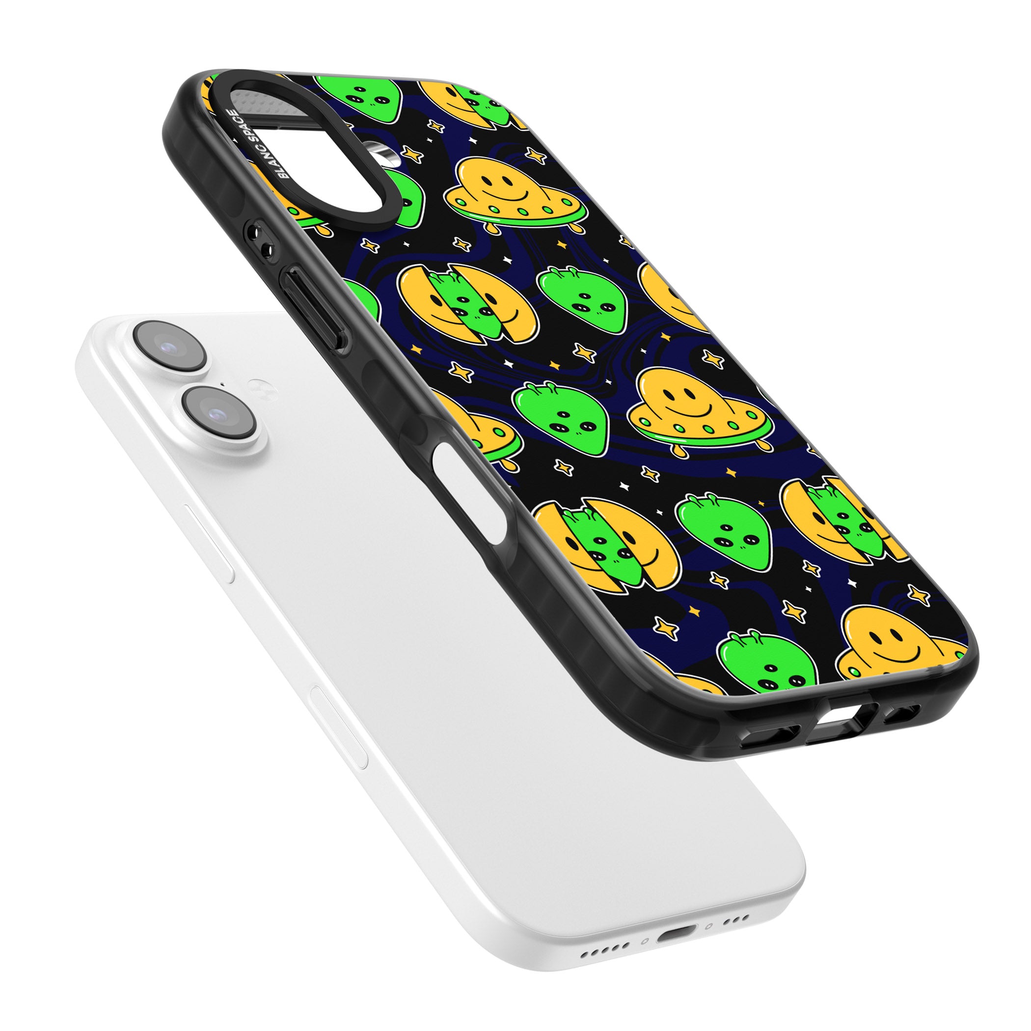 Alien Head Pattern iPhone 17 Impact Pro Black Phone Case Colours