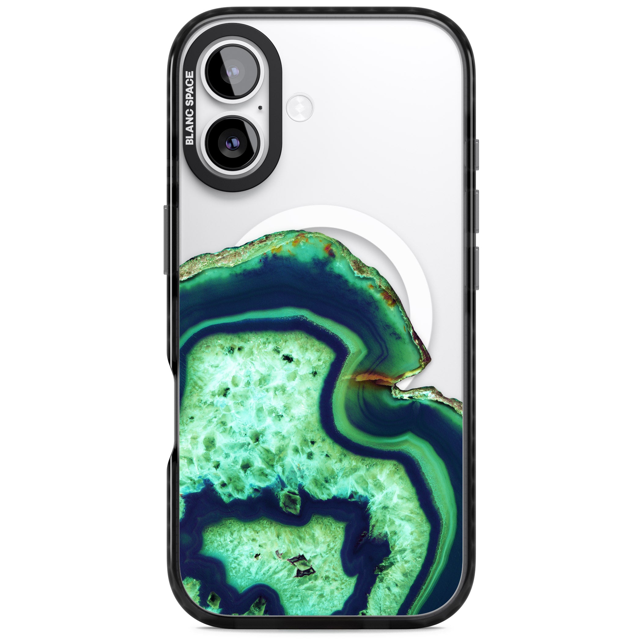 Emerald Agate Slice iPhone 17 Impact Pro Black Phone Case