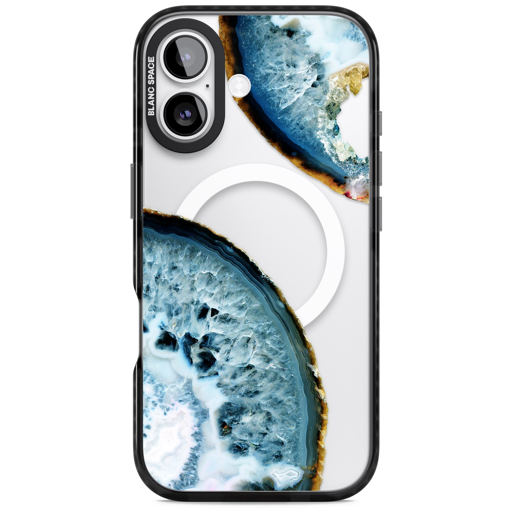 Blue Agate Slice iPhone 17 Impact Pro Black Phone Case