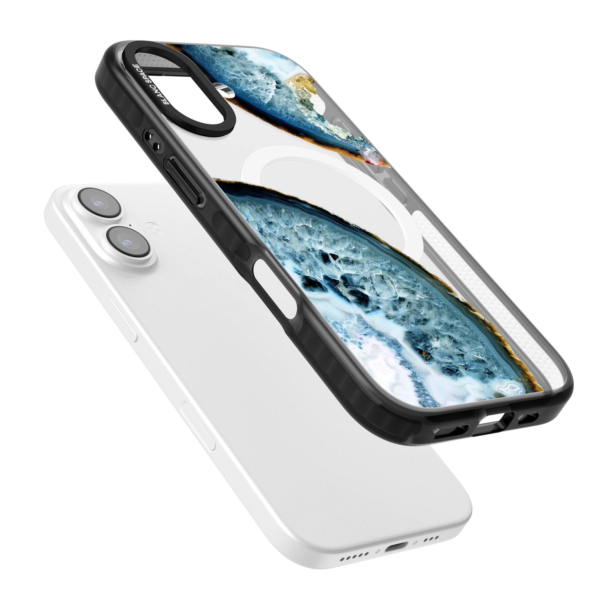 Blue Agate Slice iPhone 17 Impact Pro Black Phone Case Colours