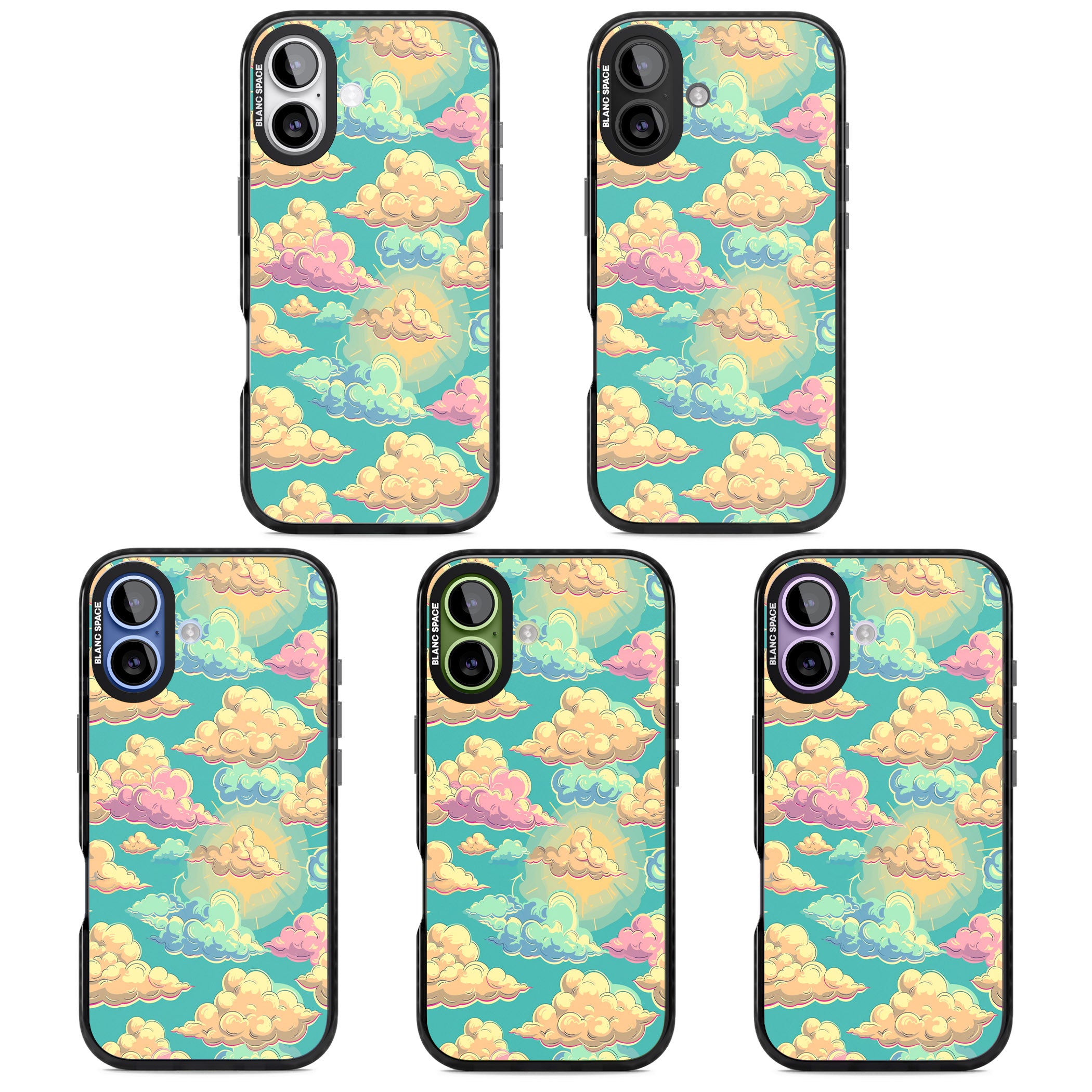 Pastel Clouds iPhone 17 Impact Pro Black Phone Case APT Impact Protection