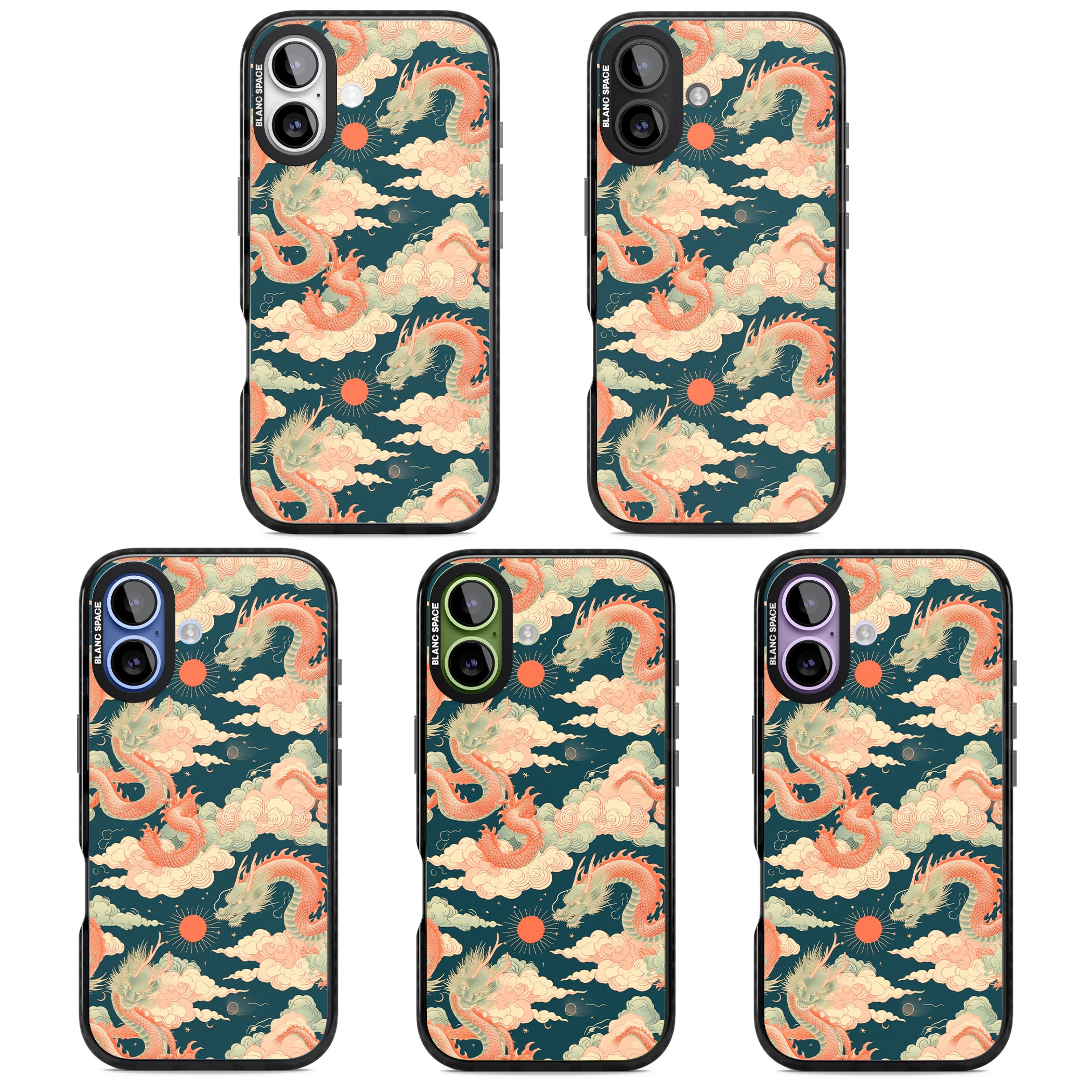 Chinese Dragons Clouds iPhone 17 Impact Pro Black Phone Case APT Impact Protection