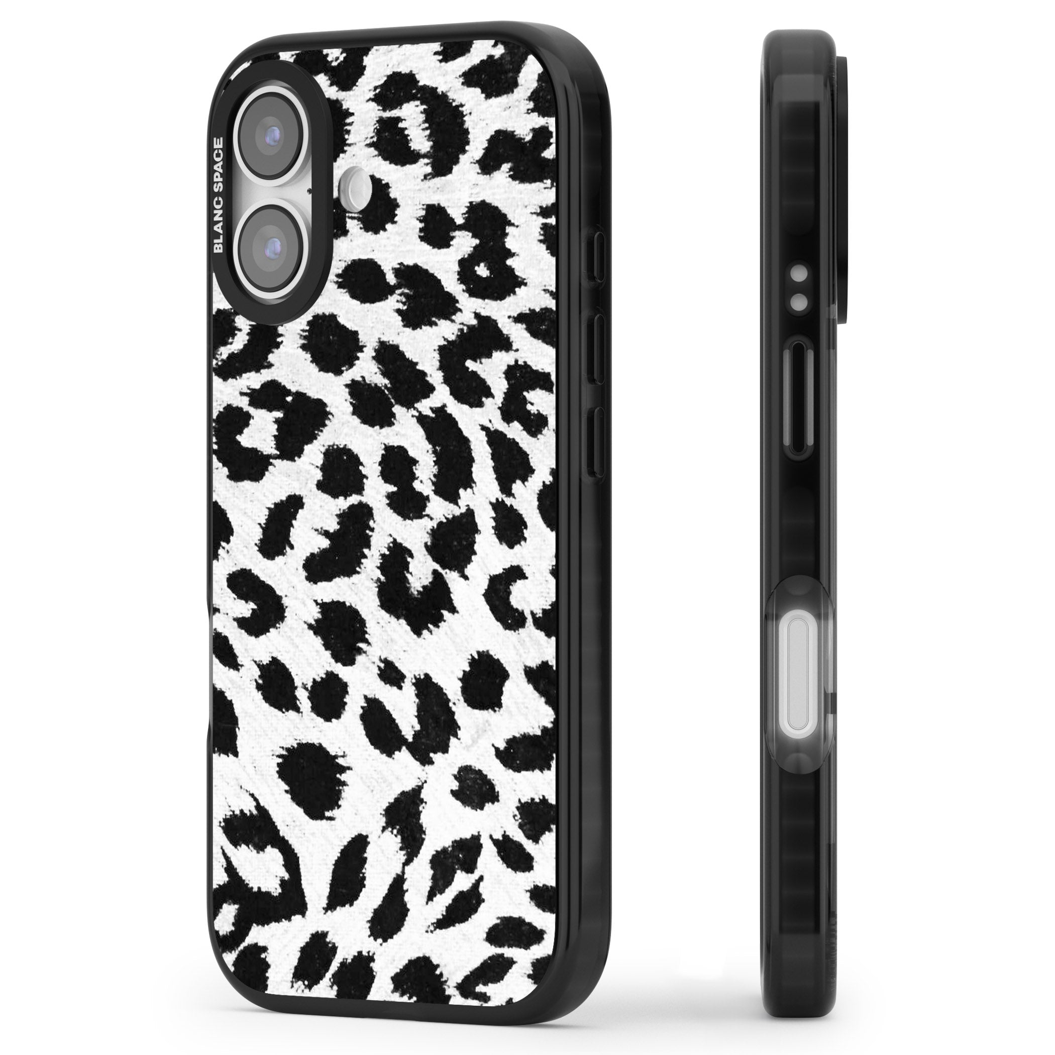 Rar Leopard Print White iPhone 17 Impact Pro Black Phone Case Side Profile