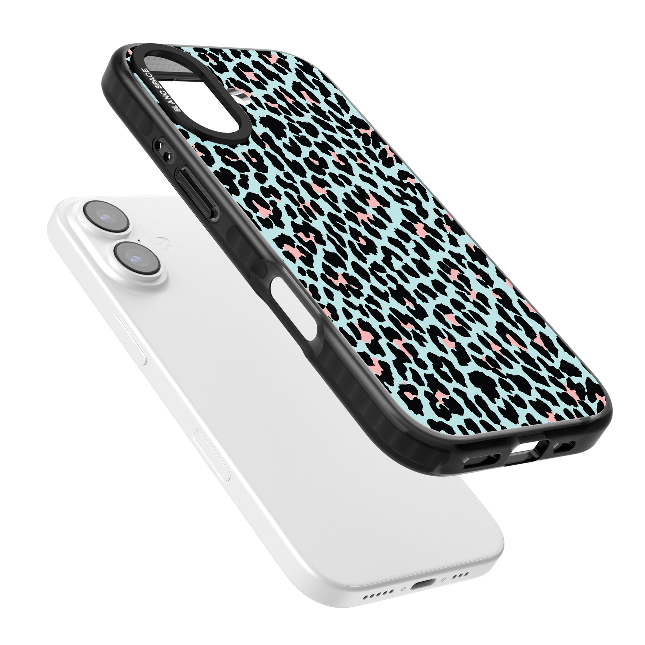 Pastel Blue & Pink Leopard Print iPhone 17 Impact Pro Black Phone Case Colours
