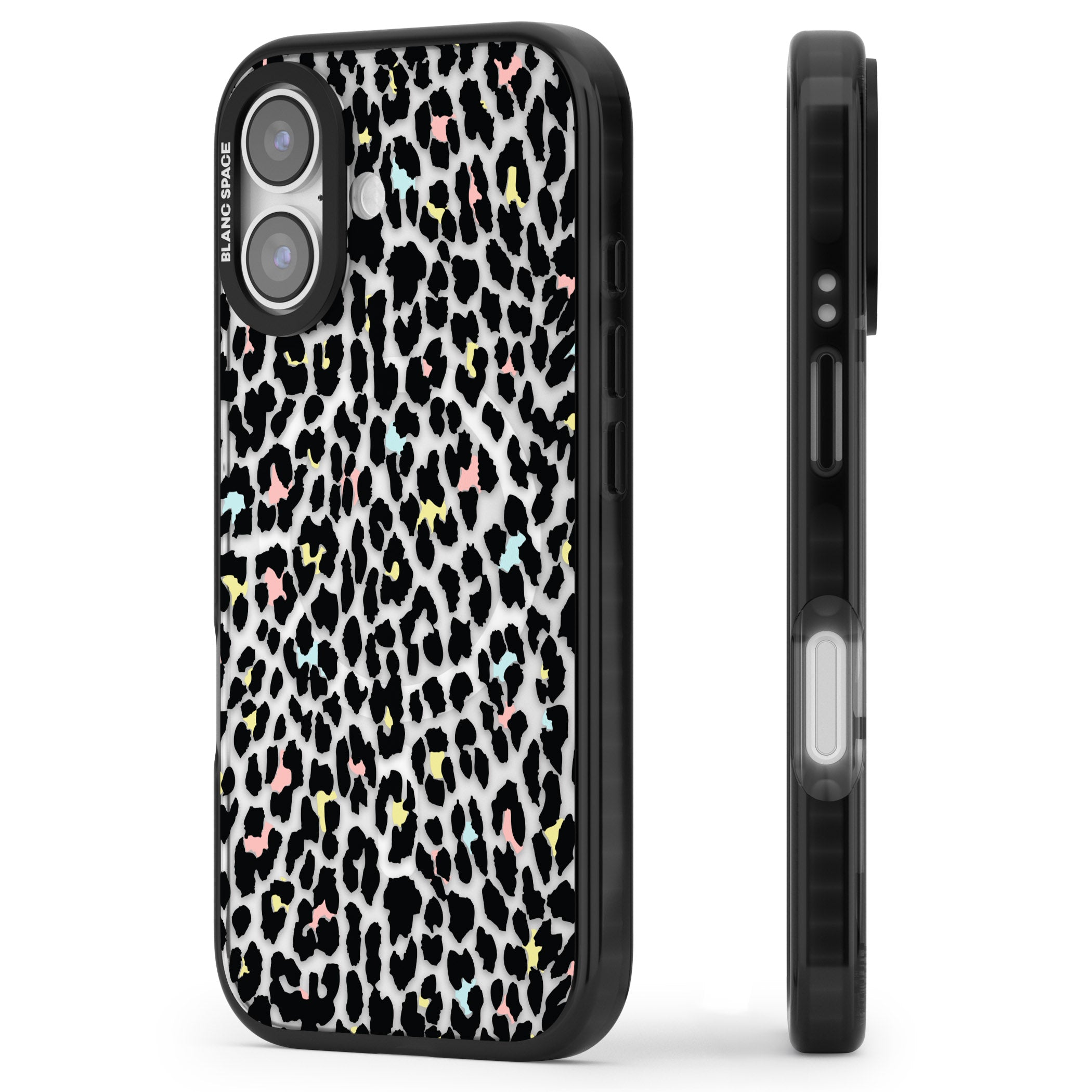 Pastel Leopard Print iPhone 17 Impact Pro Black Phone Case Side Profile