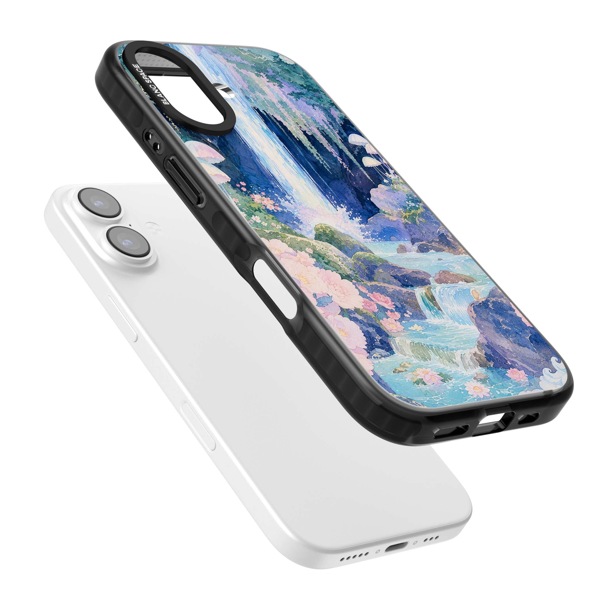 Mystic Waterfall art iPhone case | Black Impact Magsafe case for iPhone 17