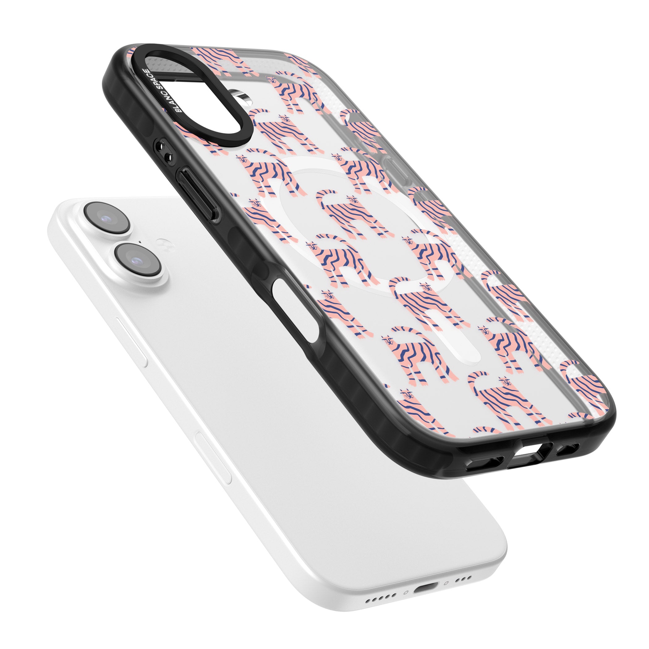 Pink And Blue Cat Pattern iPhone 17 Impact Pro Black Phone Case Colours